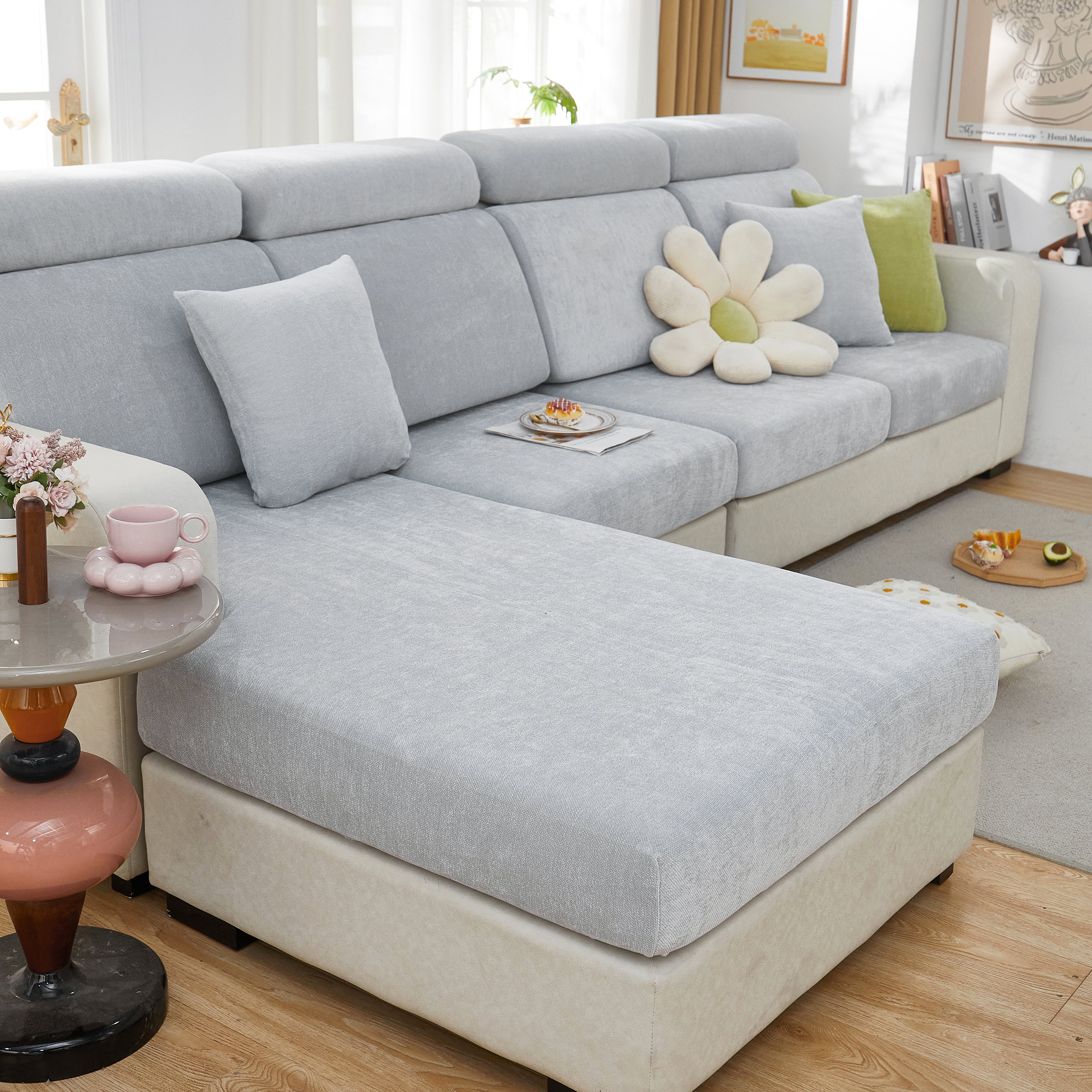 Chenille Cushion Covers for 1/2/3/4 Seater Sofas and L-shaped Couches, Furniture Covers for Pets - Image 83