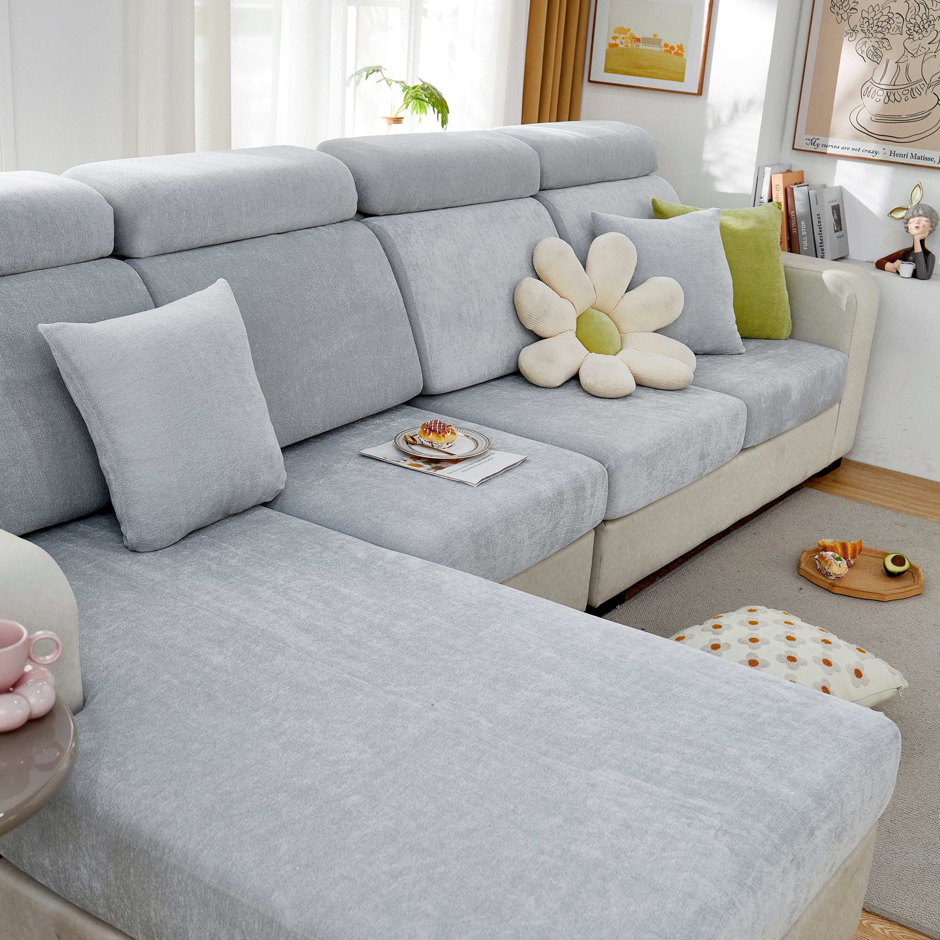 Chenille Cushion Covers for 1/2/3/4 Seater Sofas and L-shaped Couches, Furniture Covers for Pets - Image 85
