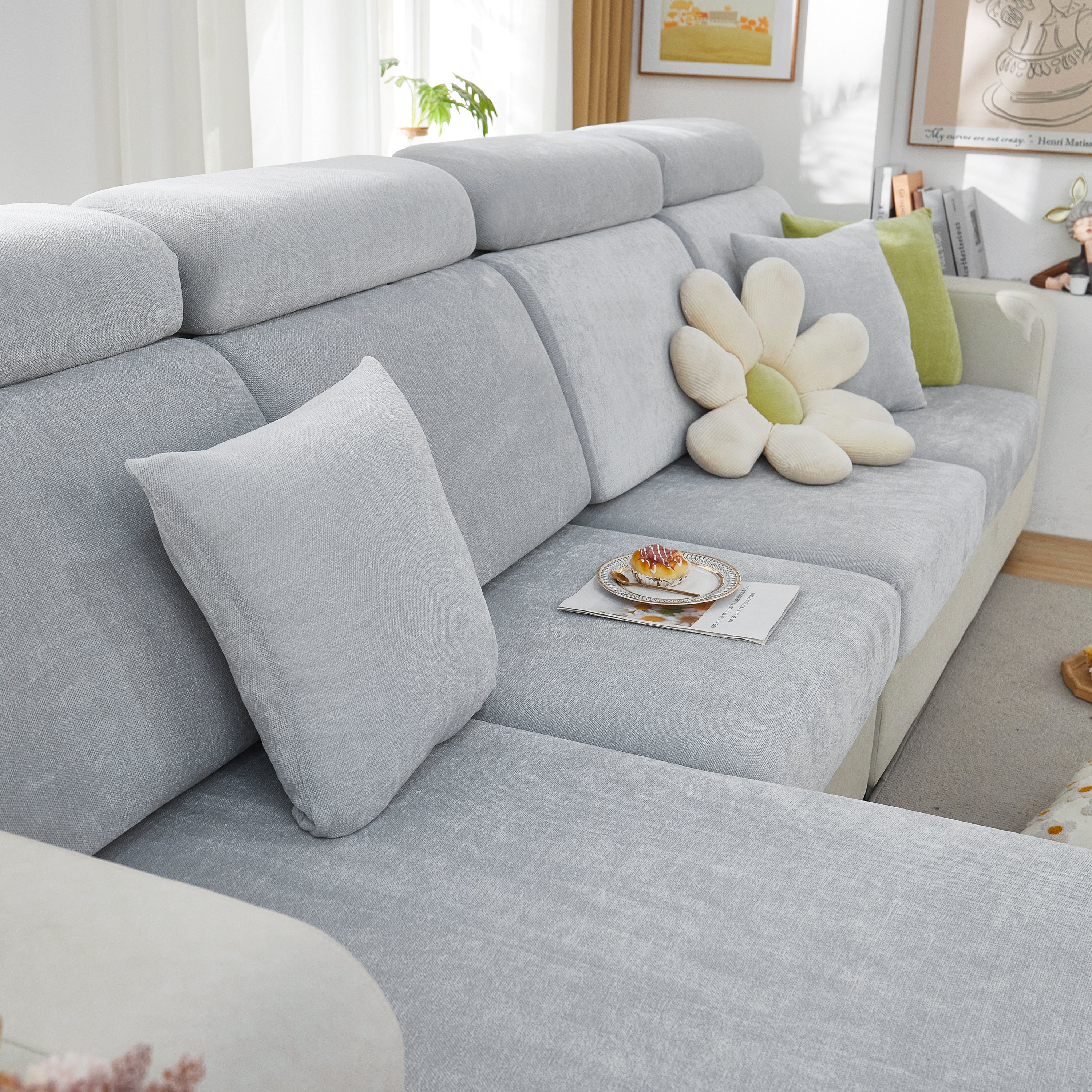 Chenille Cushion Covers for 1/2/3/4 Seater Sofas and L-shaped Couches, Furniture Covers for Pets - Image 87