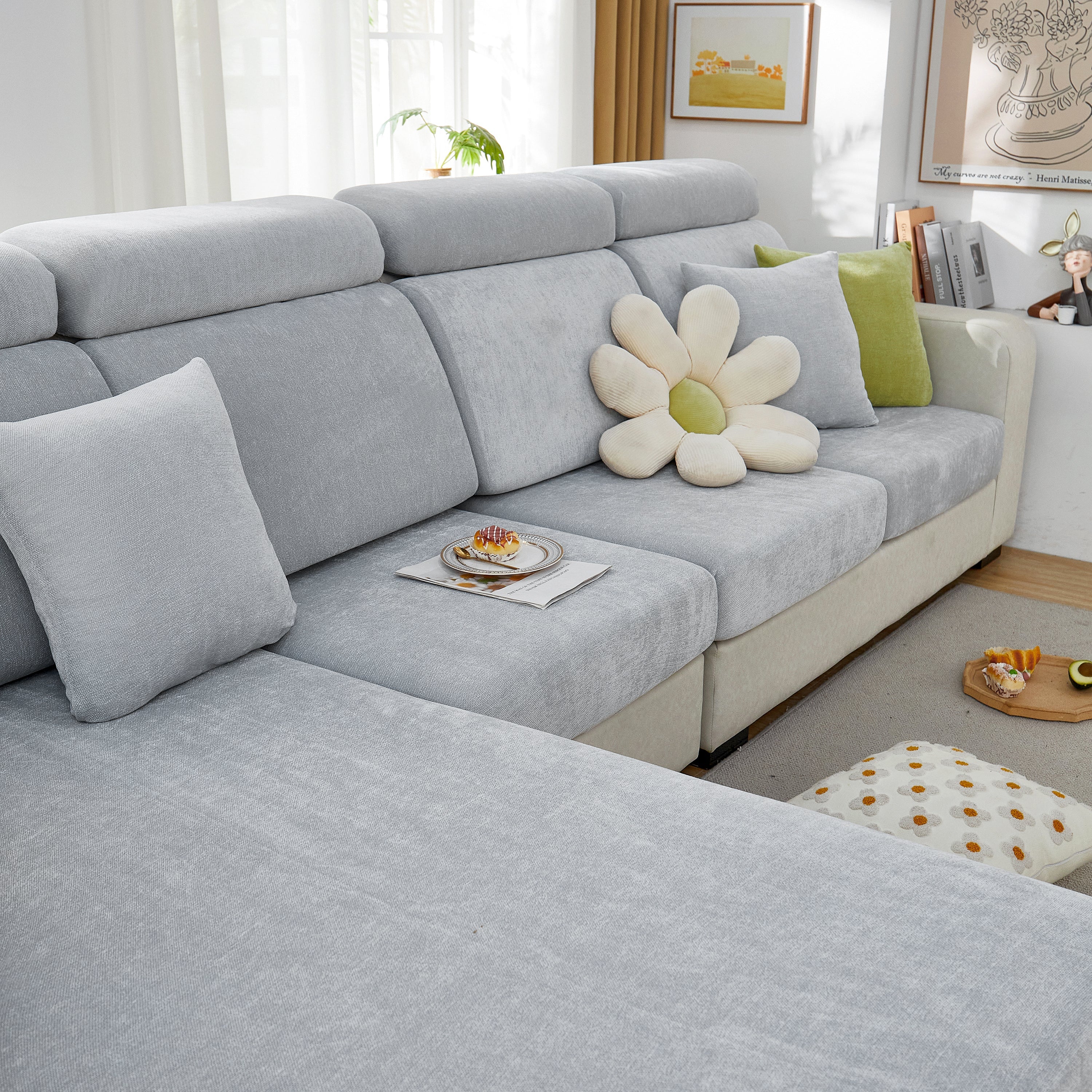 Chenille Cushion Covers for 1/2/3/4 Seater Sofas and L-shaped Couches, Furniture Covers for Pets - Image 90