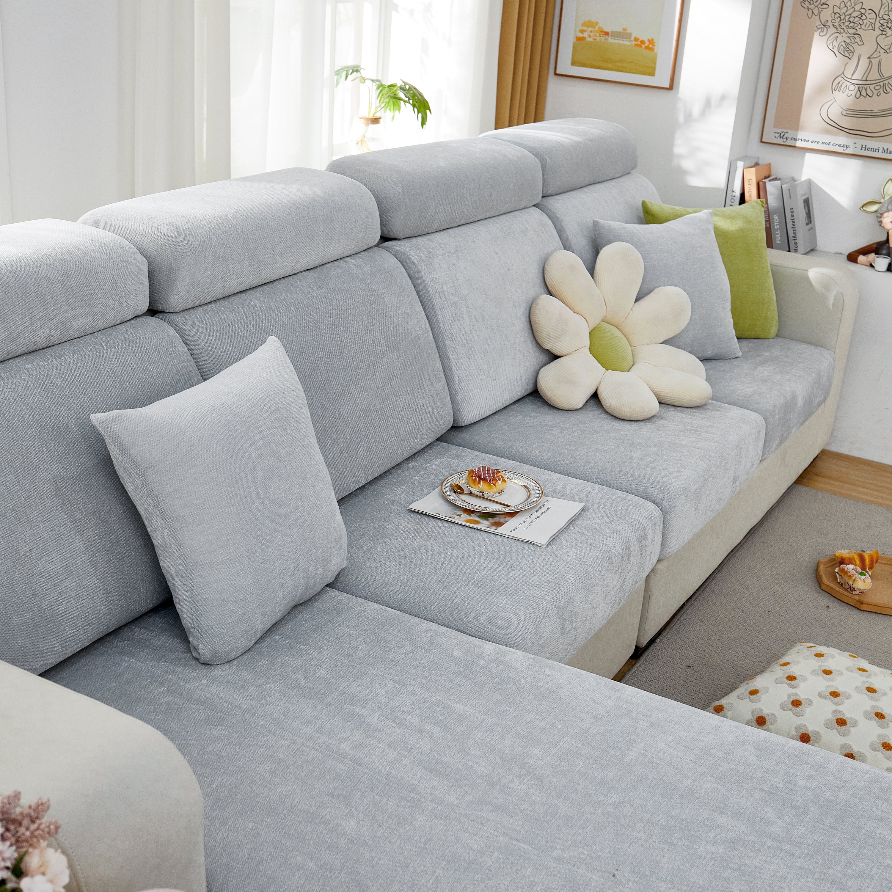 Chenille Cushion Covers for 1/2/3/4 Seater Sofas and L-shaped Couches, Furniture Covers for Pets - Image 91
