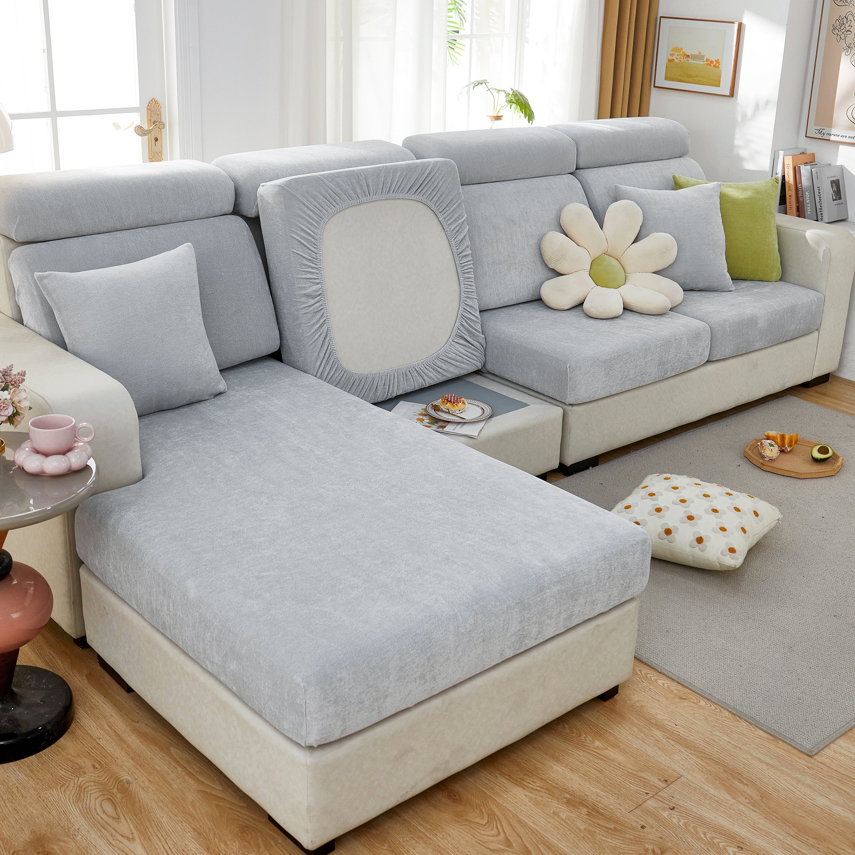 Chenille Cushion Covers for 1/2/3/4 Seater Sofas and L-shaped Couches, Furniture Covers for Pets - Image 96