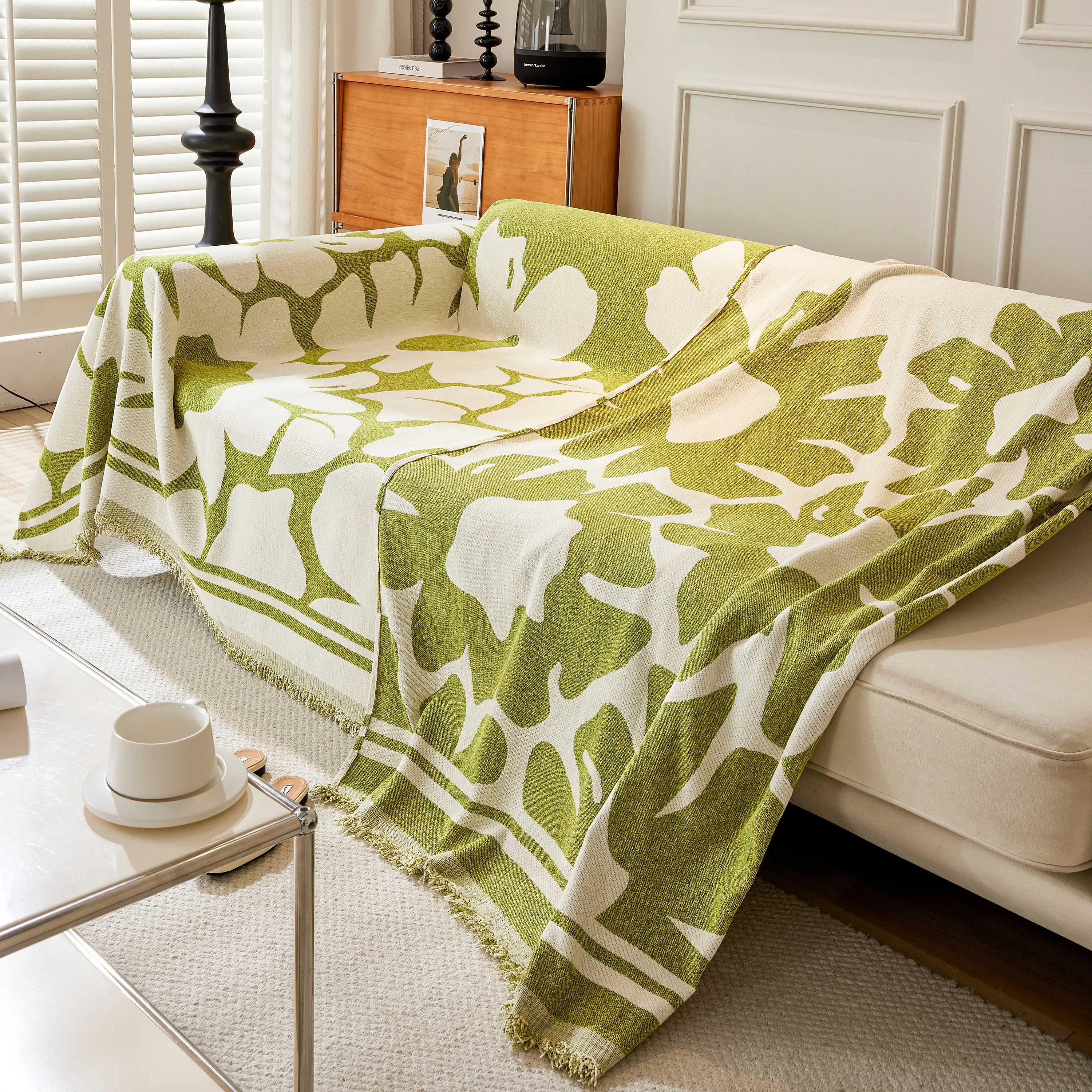 Chenille Floral Soft Thick Reversible Blanket Covers for Couch, Couch Protector Blanket Cover Sofa - Image 149