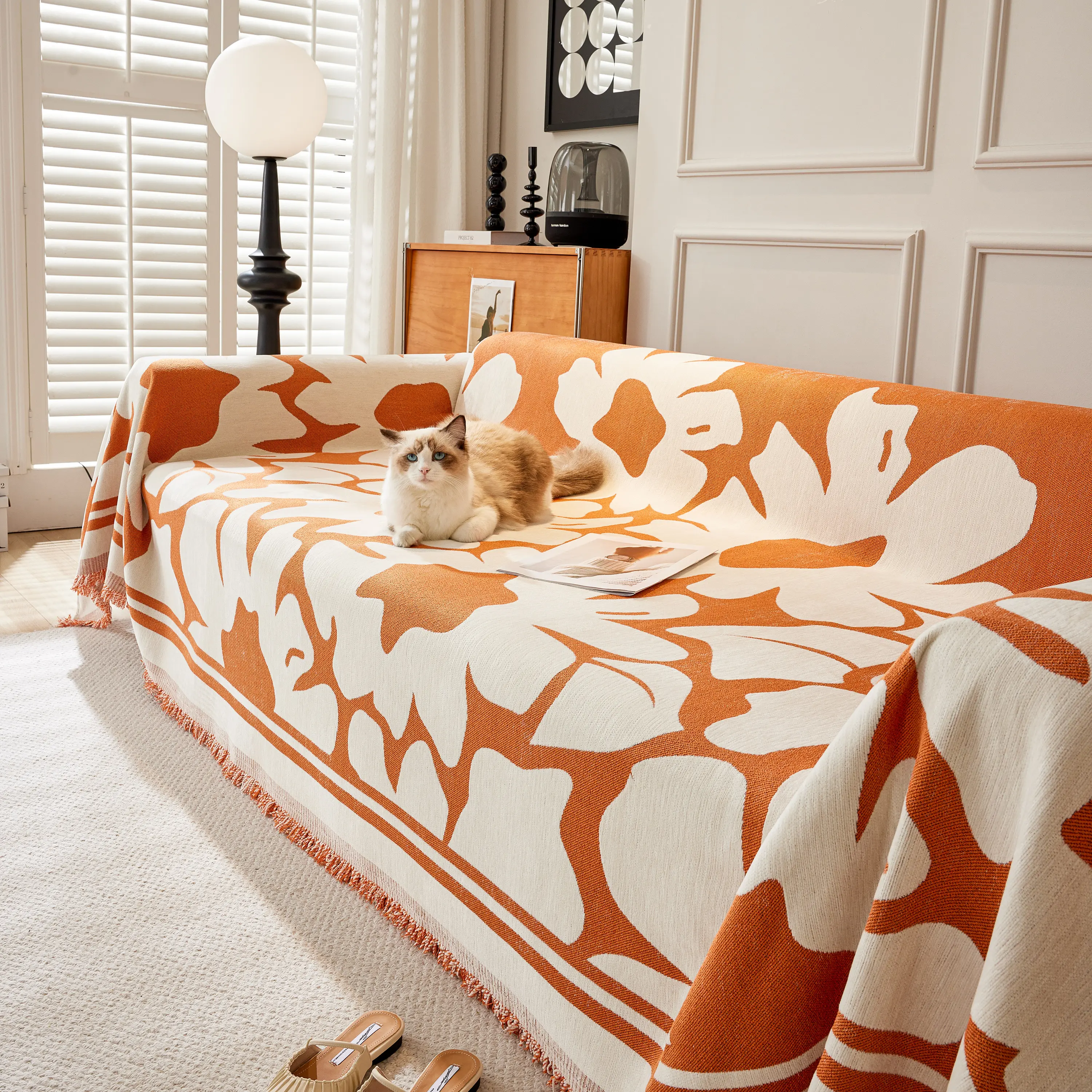 Chenille Floral Soft Thick Reversible Blanket Covers for Couch, Couch Protector Blanket Cover Sofa - Image 179