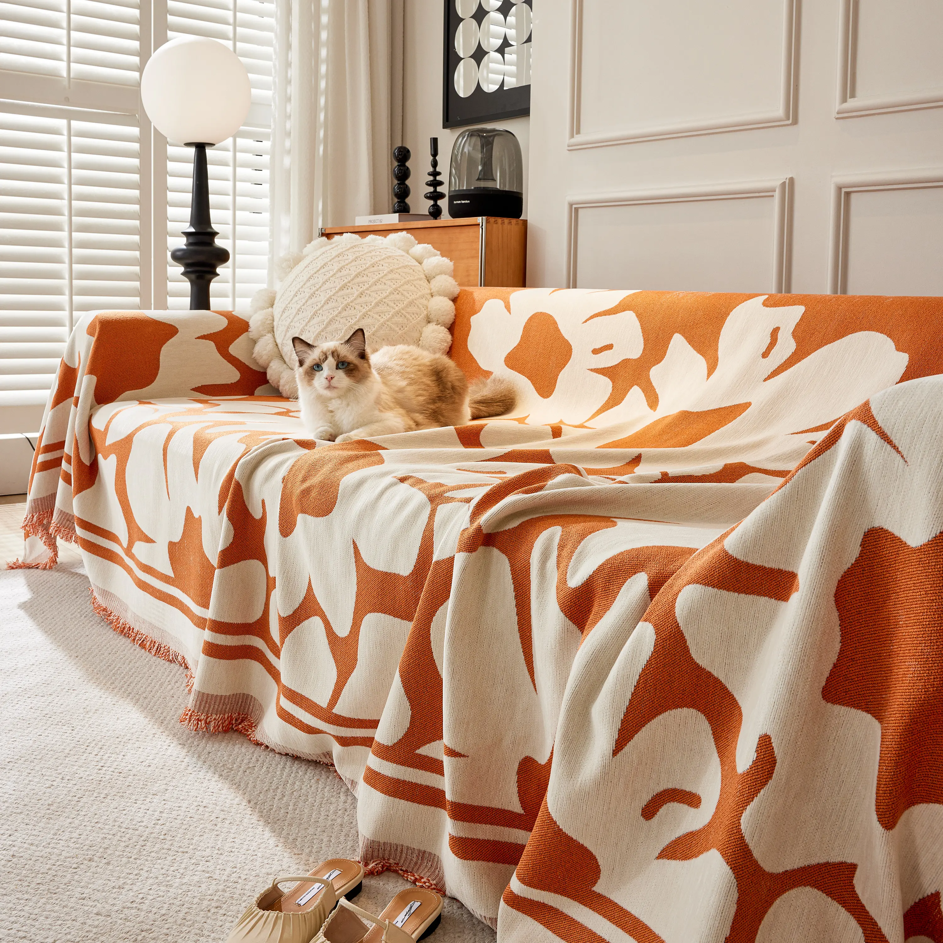 Chenille Floral Soft Thick Reversible Blanket Covers for Couch, Couch Protector Blanket Cover Sofa - Image 185
