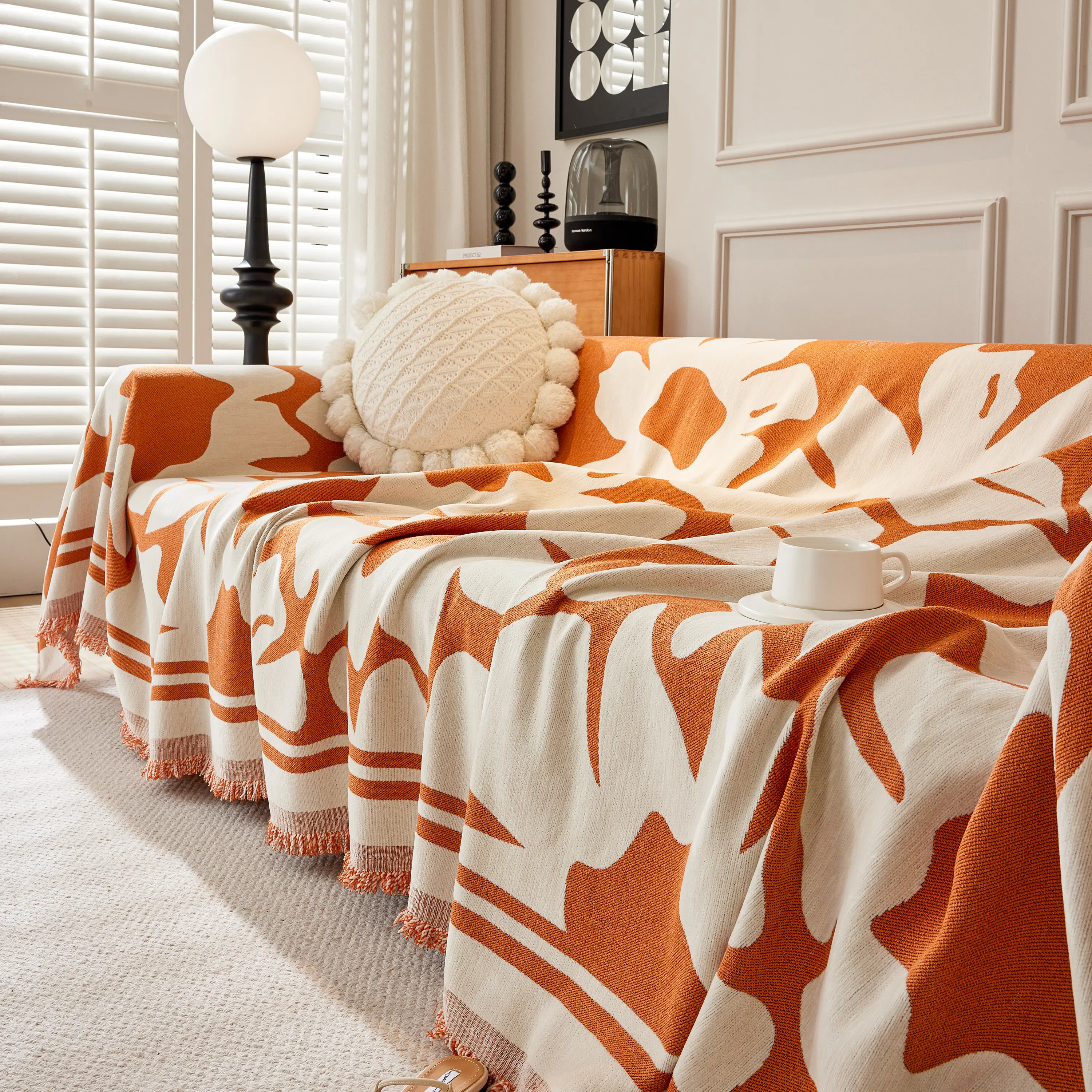 Chenille Floral Soft Thick Reversible Blanket Covers for Couch, Couch Protector Blanket Cover Sofa - Image 186