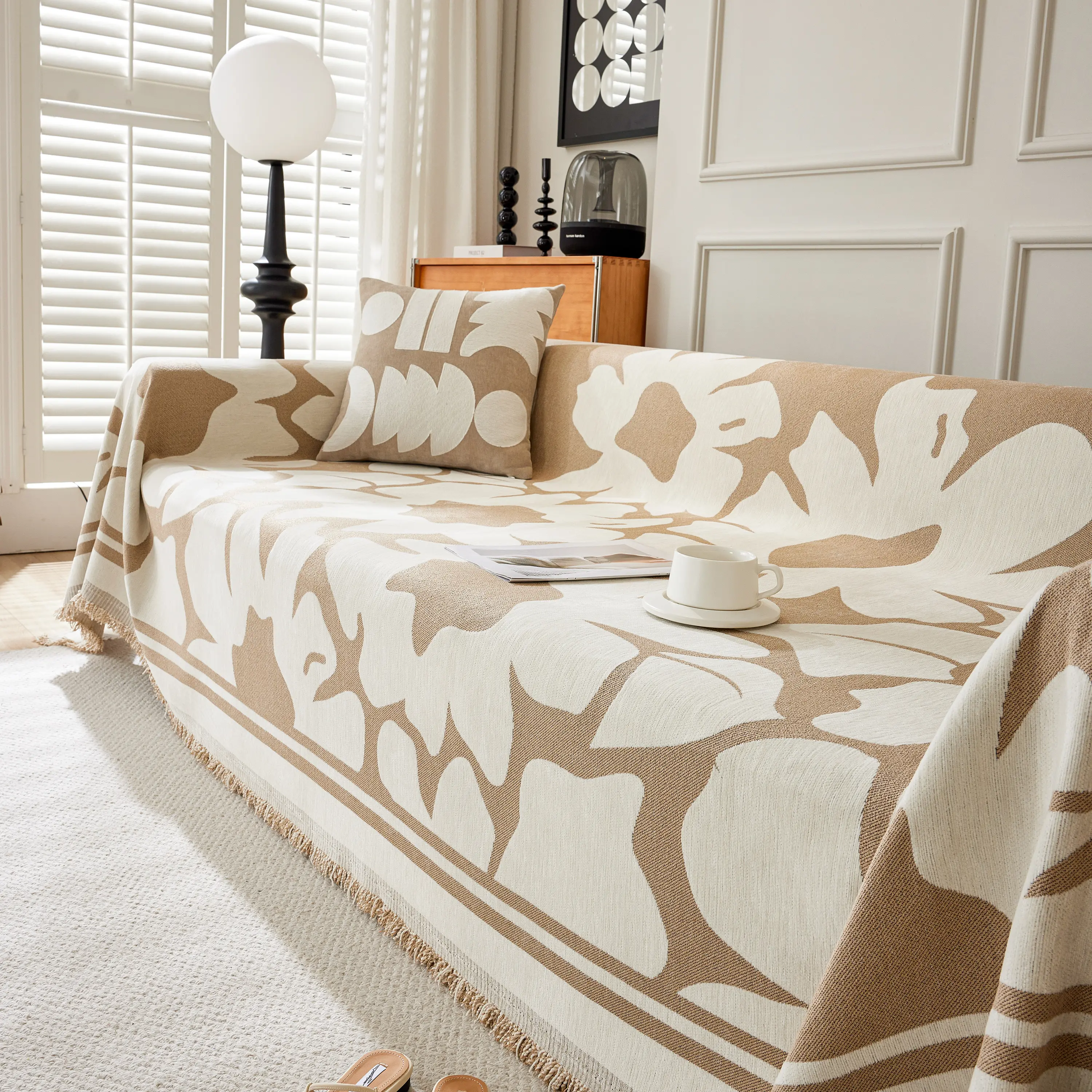 Chenille Floral Soft Thick Reversible Blanket Covers for Couch, Couch Protector Blanket Cover Sofa - Image 207
