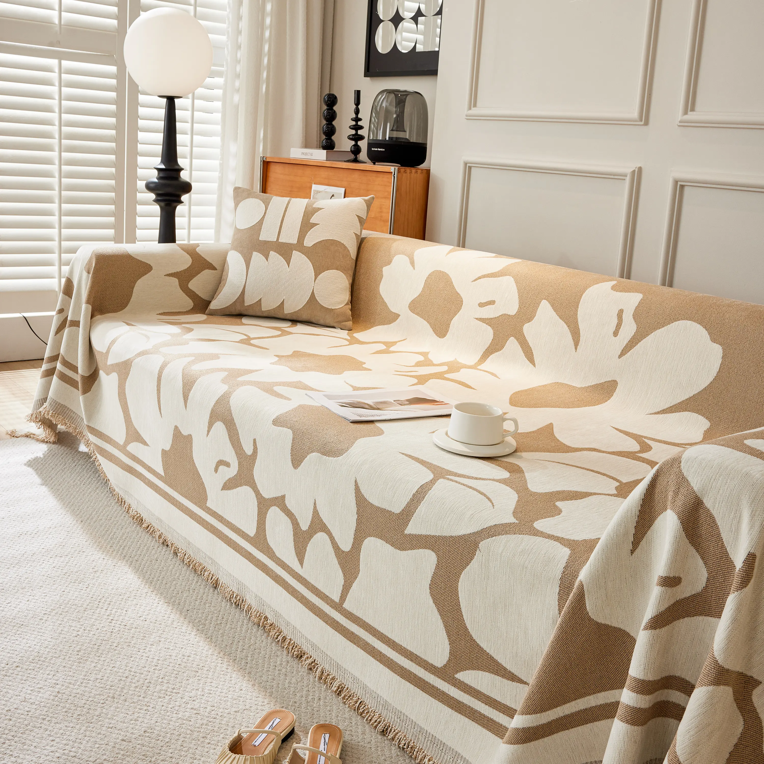Chenille Floral Soft Thick Reversible Blanket Covers for Couch, Couch Protector Blanket Cover Sofa - Image 209
