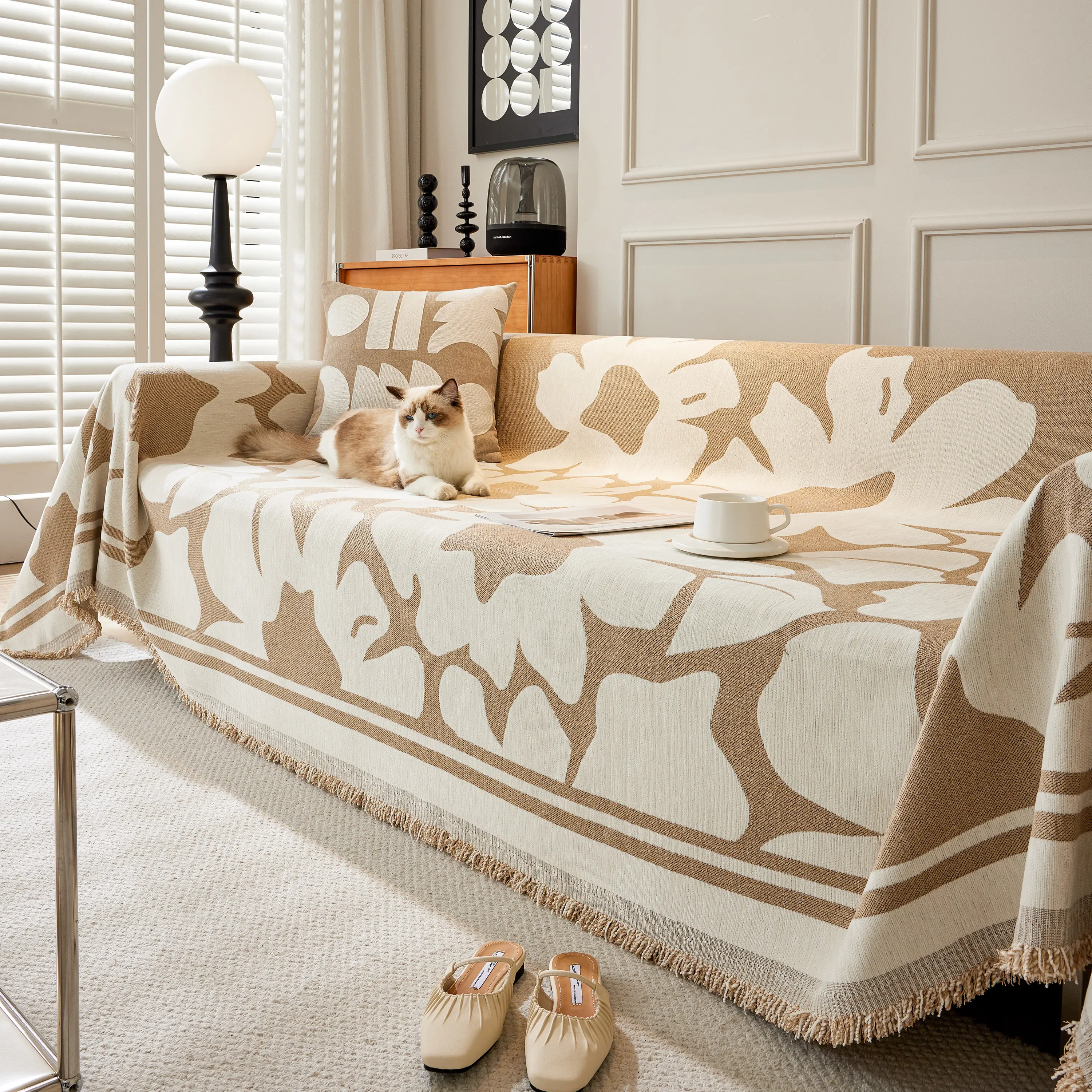 Chenille Floral Soft Thick Reversible Blanket Covers for Couch, Couch Protector Blanket Cover Sofa - Image 212