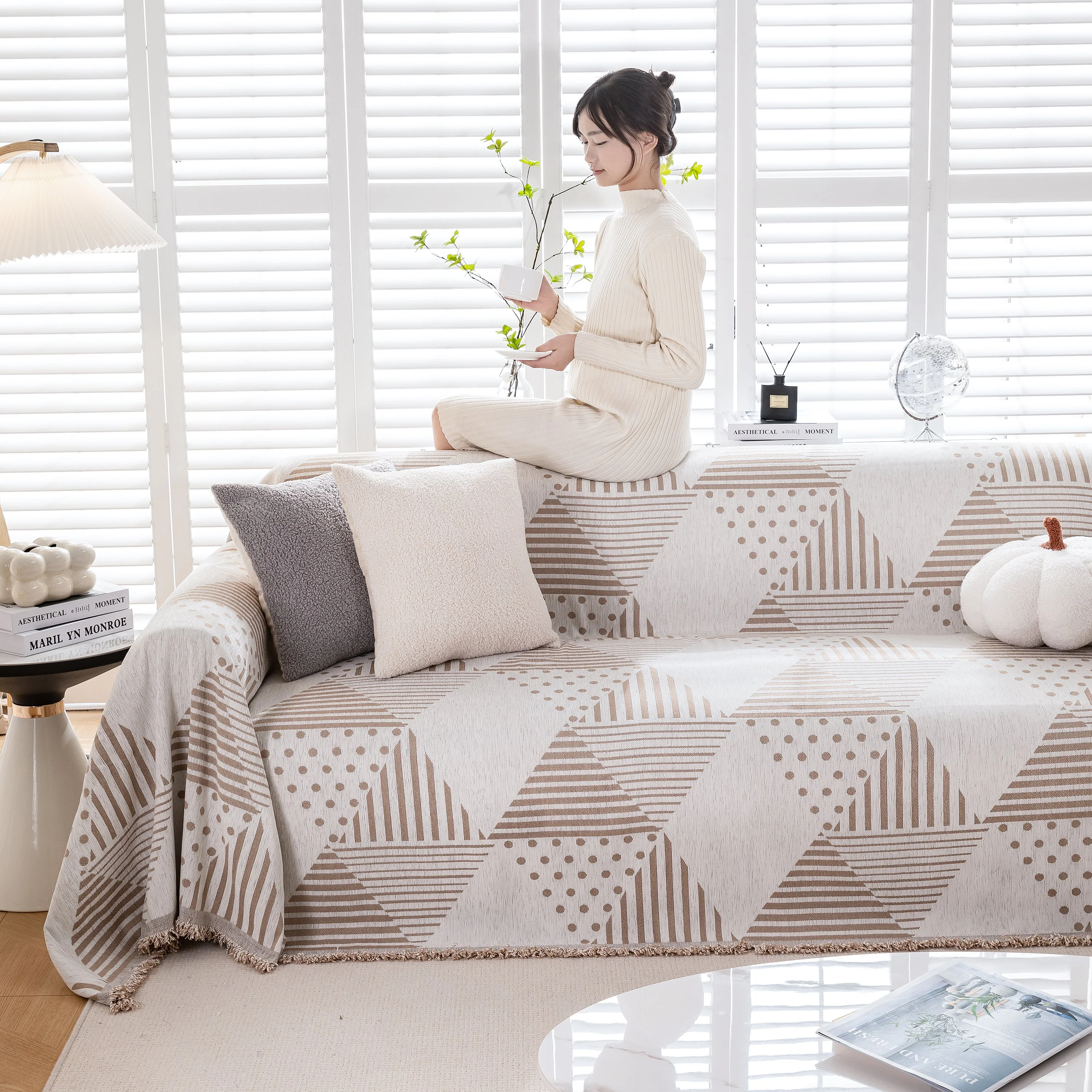 Chenille Geometric Patterned Sofa Throw, Couch Covers for Sectionals for Pets, Throw Cover for Couch - Image 112