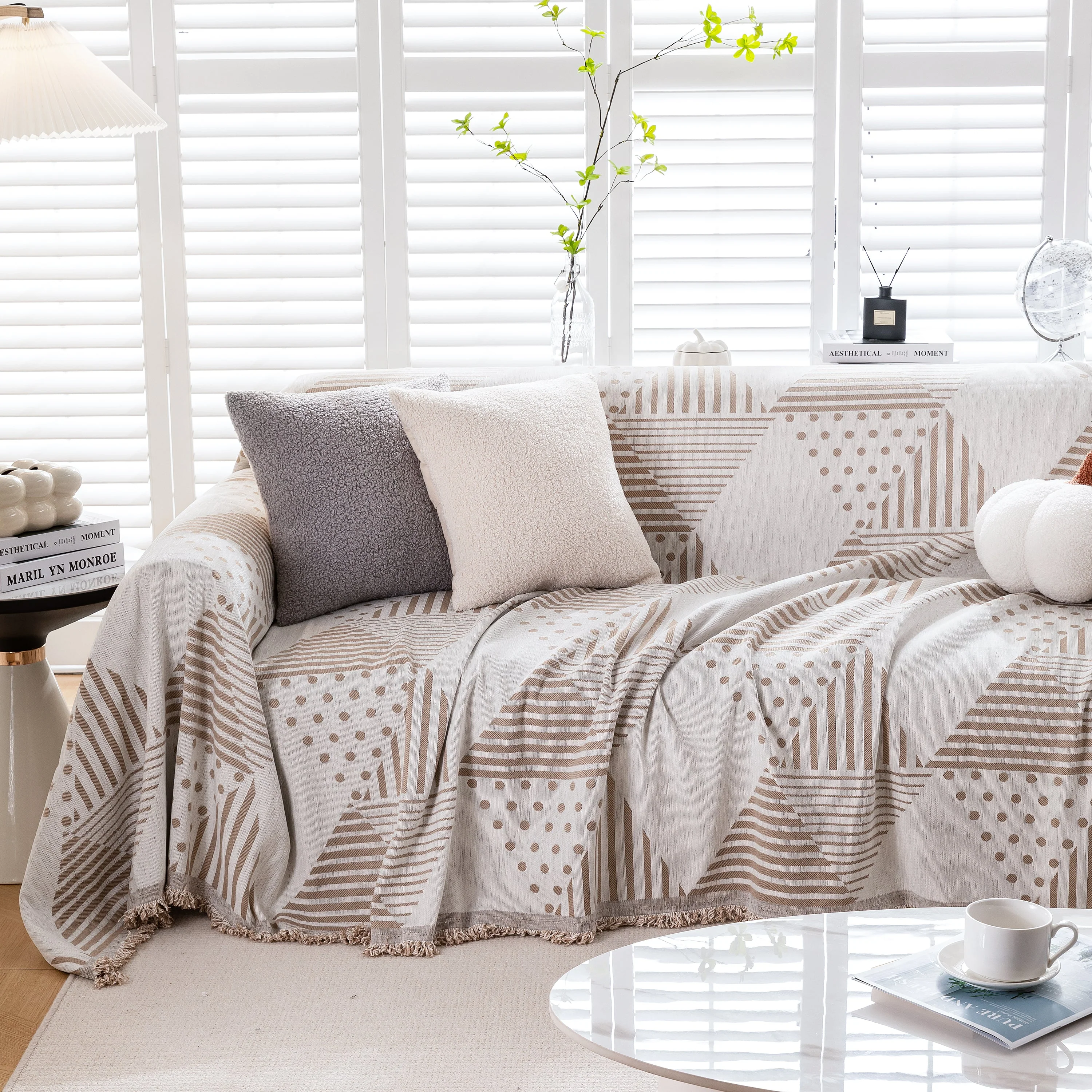Chenille Geometric Patterned Sofa Throw, Couch Covers for Sectionals for Pets, Throw Cover for Couch - Image 116