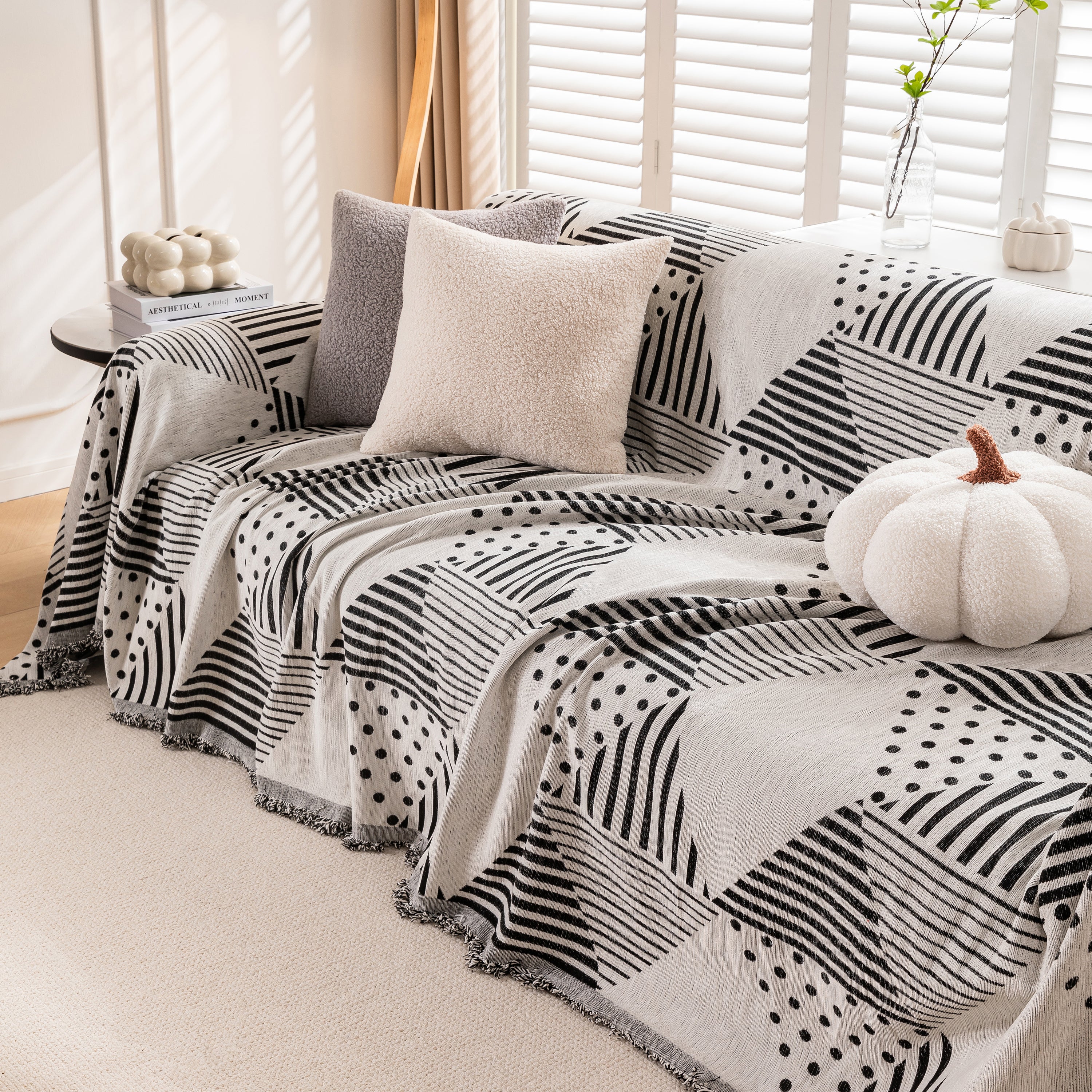 Chenille Geometric Patterned Sofa Throw, Couch Covers for Sectionals for Pets, Throw Cover for Couch - Image 12