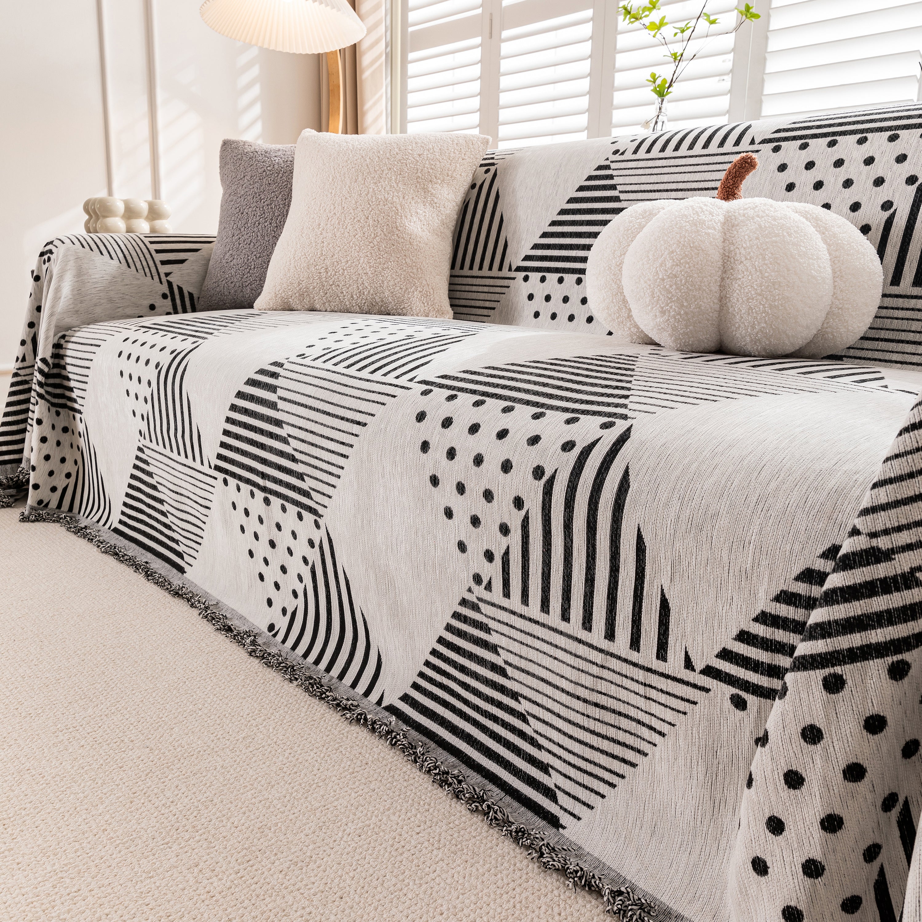 Chenille Geometric Patterned Sofa Throw, Couch Covers for Sectionals for Pets, Throw Cover for Couch - Image 16