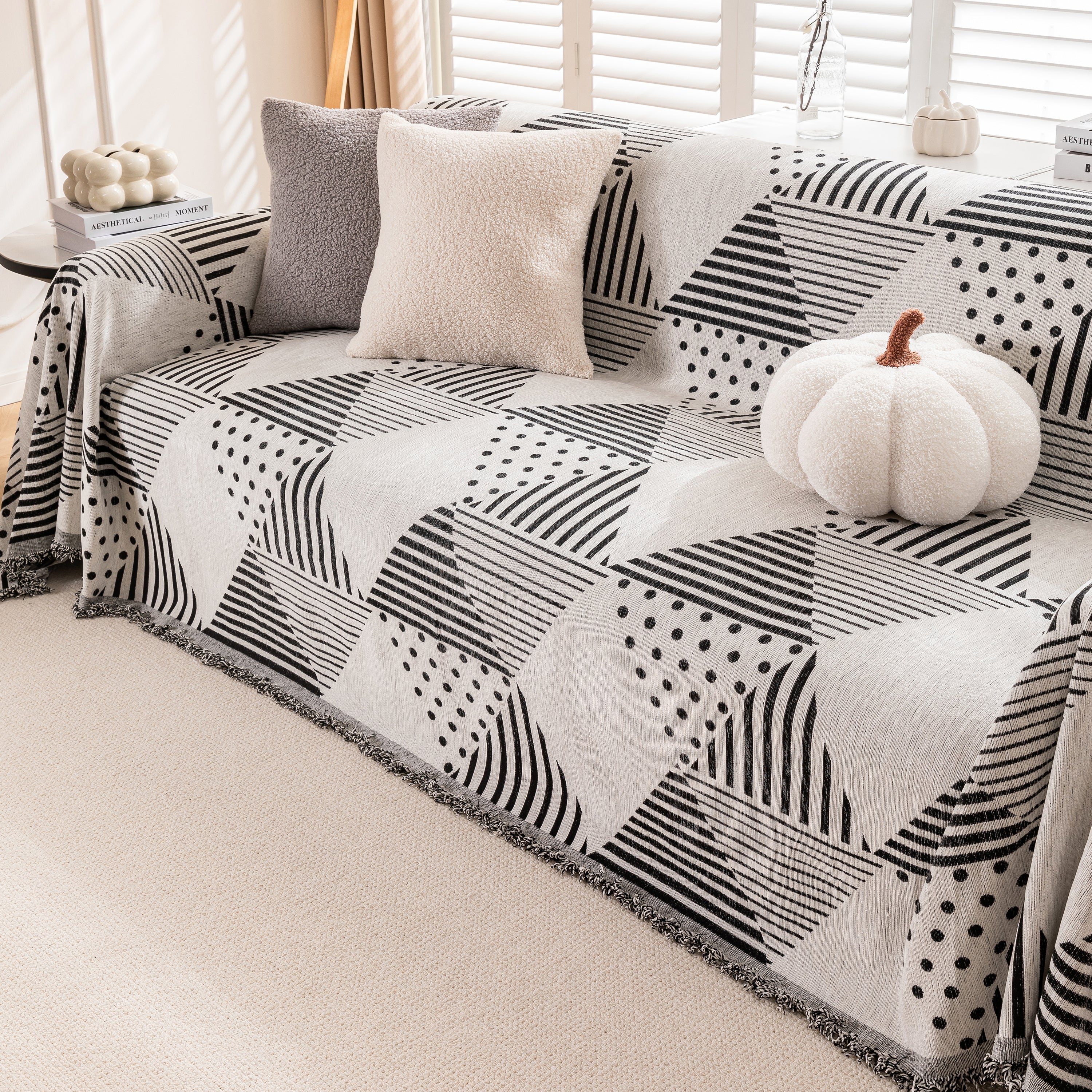 Chenille Geometric Patterned Sofa Throw, Couch Covers for Sectionals for Pets, Throw Cover for Couch - Image 17