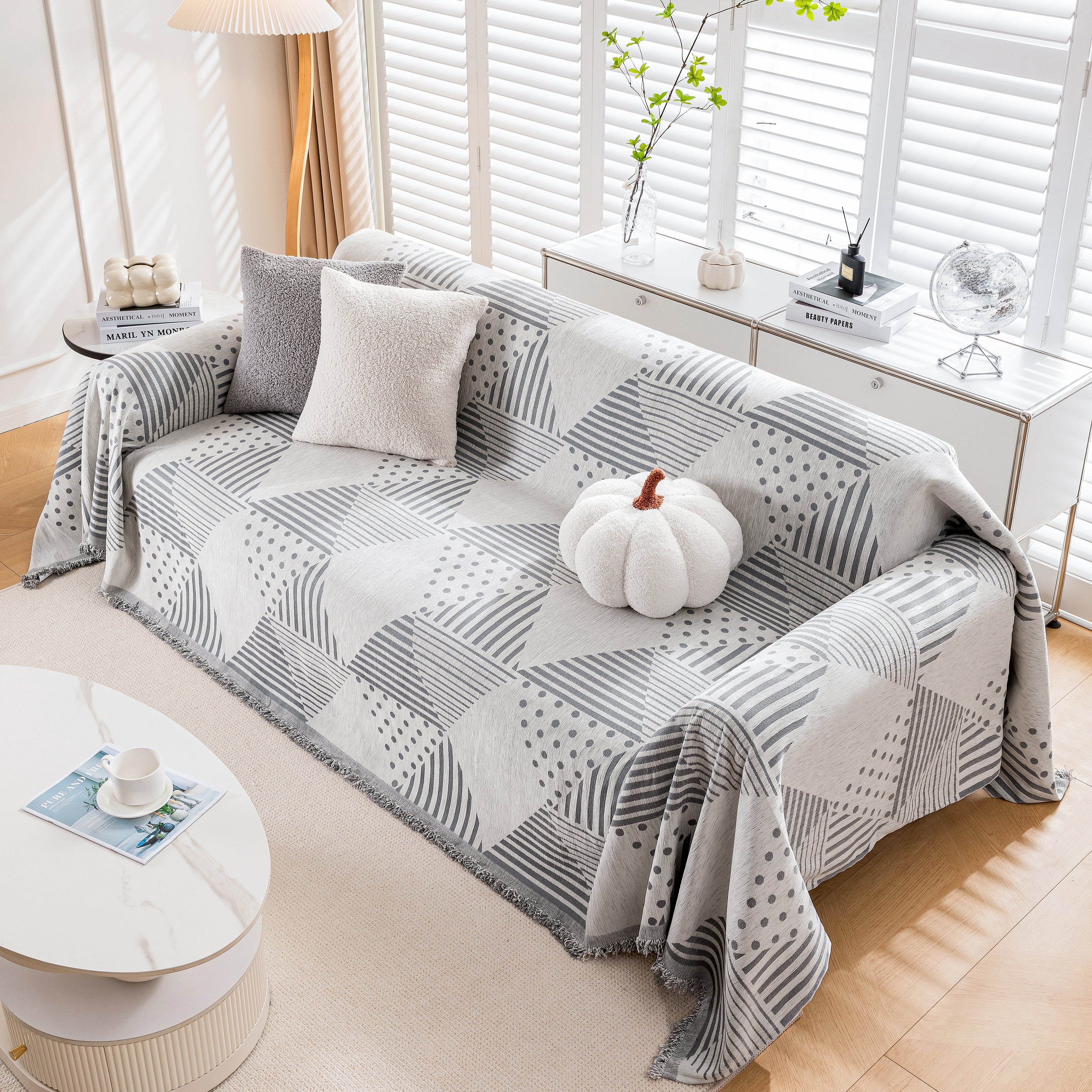 Chenille Geometric Patterned Sofa Throw, Couch Covers for Sectionals for Pets, Throw Cover for Couch - Image 31