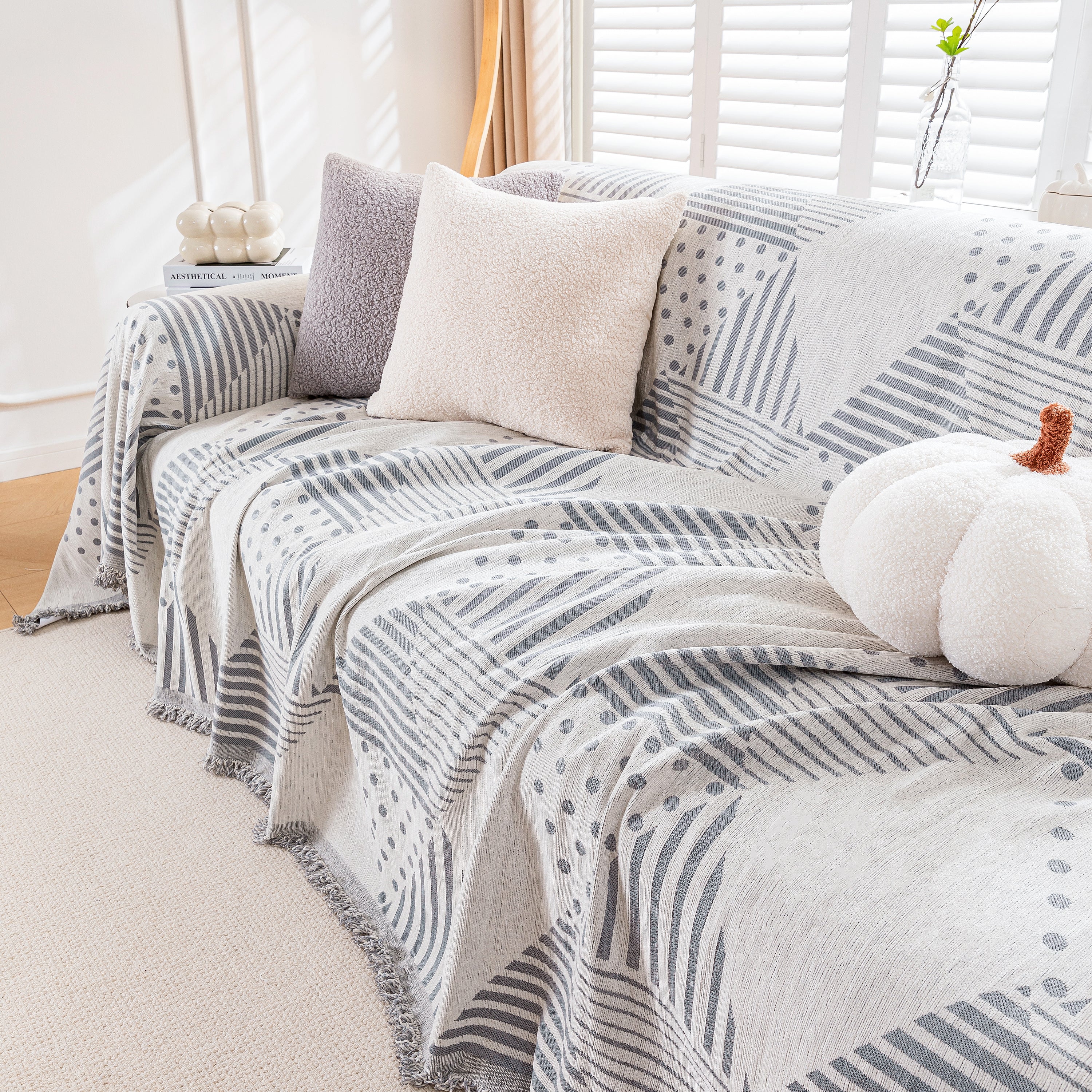 Chenille Geometric Patterned Sofa Throw, Couch Covers for Sectionals for Pets, Throw Cover for Couch - Image 45