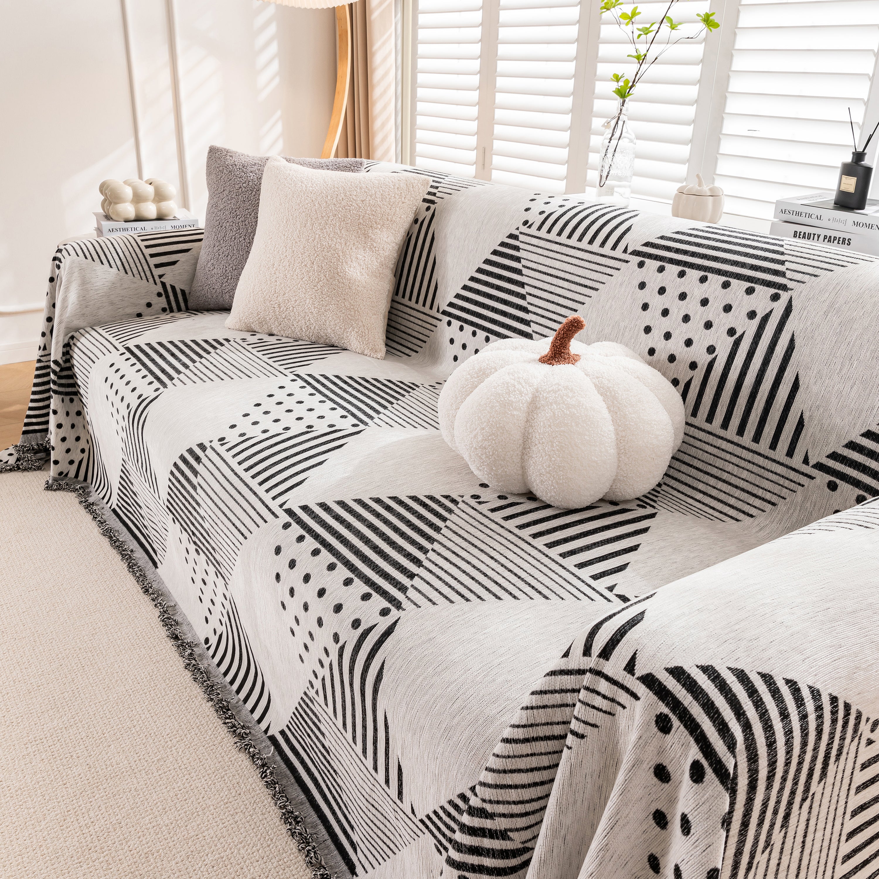 Chenille Geometric Patterned Sofa Throw, Couch Covers for Sectionals for Pets, Throw Cover for Couch - Image 5
