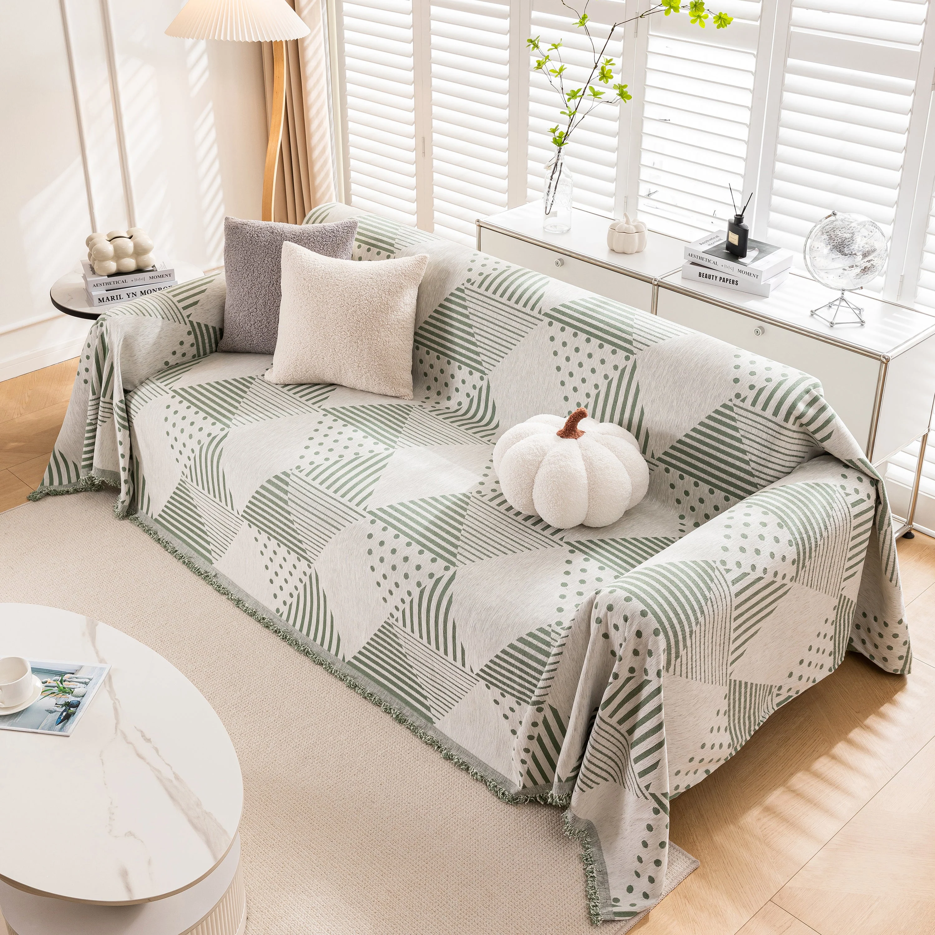 Chenille Geometric Patterned Sofa Throw, Couch Covers for Sectionals for Pets, Throw Cover for Couch - Image 52