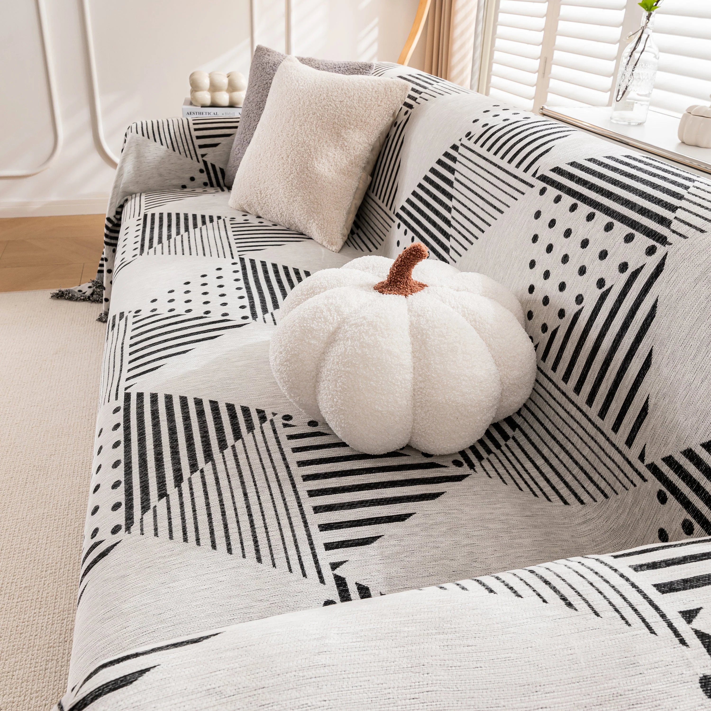 Chenille Geometric Patterned Sofa Throw, Couch Covers for Sectionals for Pets, Throw Cover for Couch - Image 6