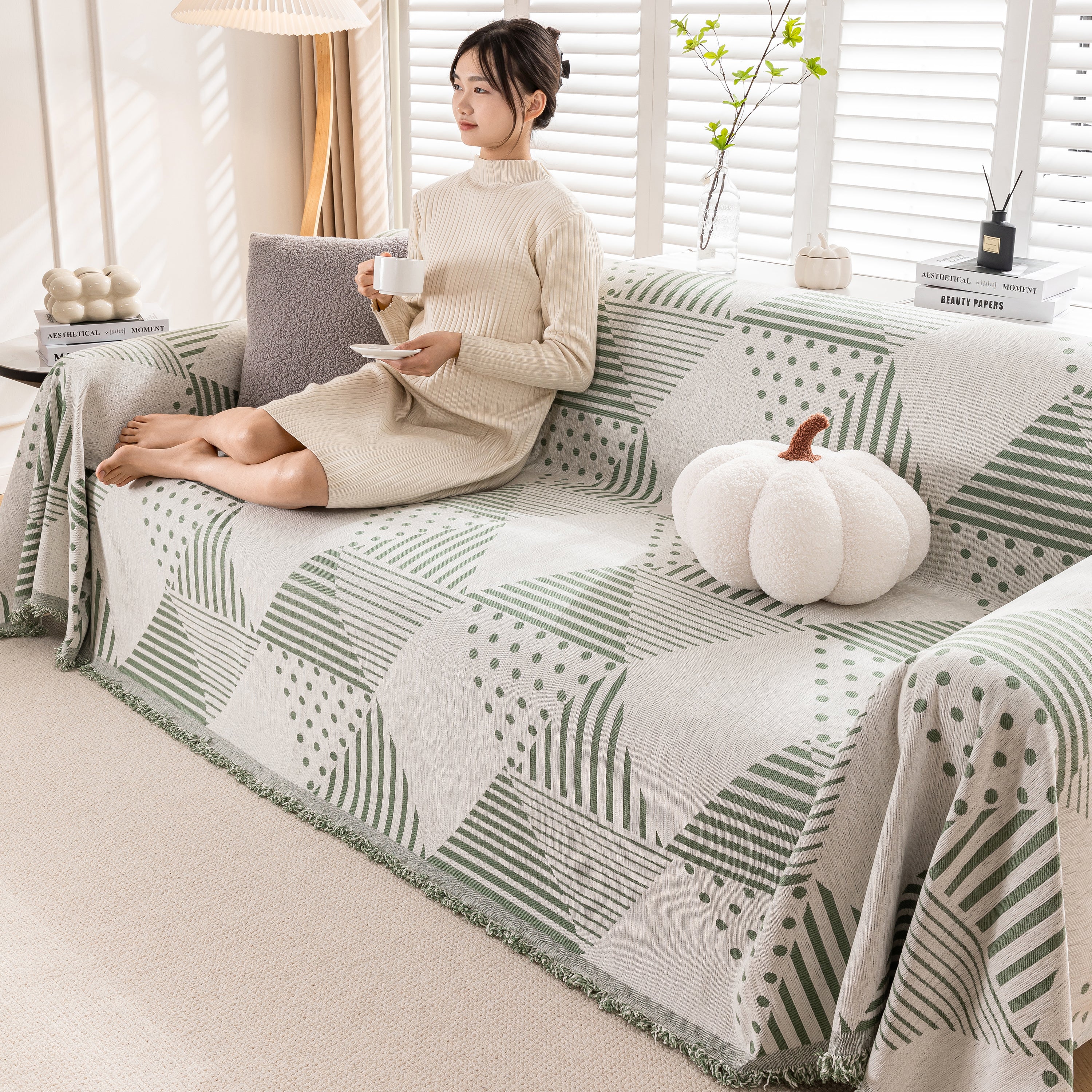 Chenille Geometric Patterned Sofa Throw, Couch Covers for Sectionals for Pets, Throw Cover for Couch - Image 62