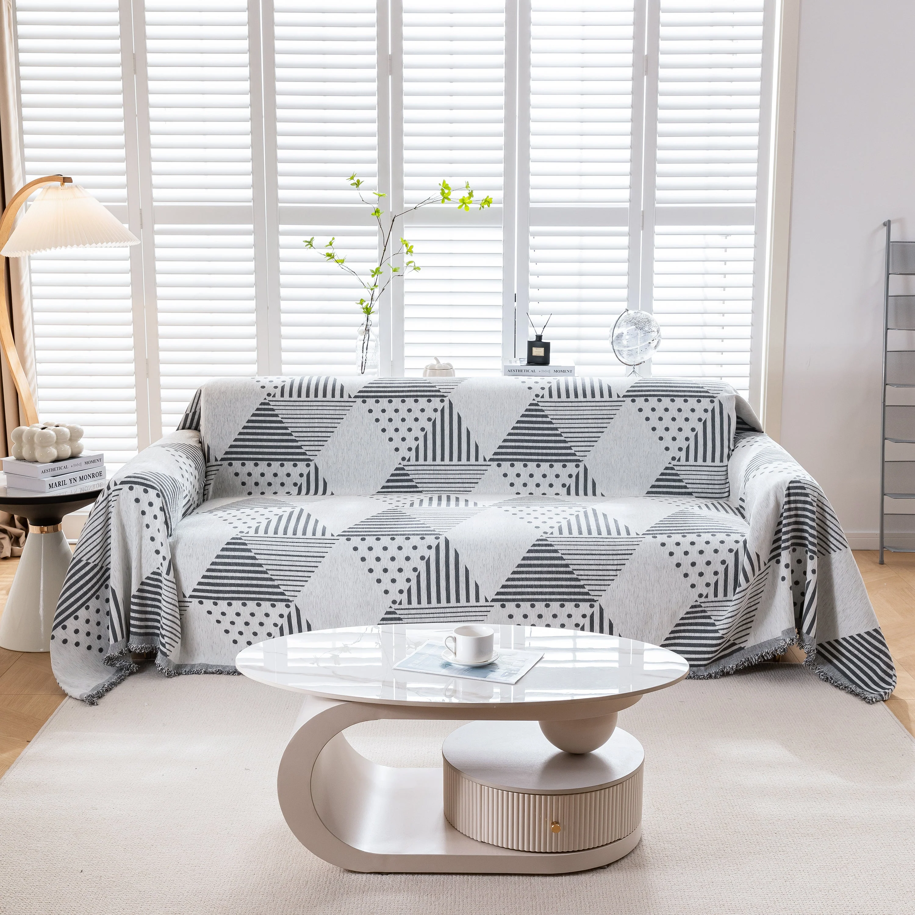 Chenille Geometric Patterned Sofa Throw, Couch Covers for Sectionals for Pets, Throw Cover for Couch - Image 71