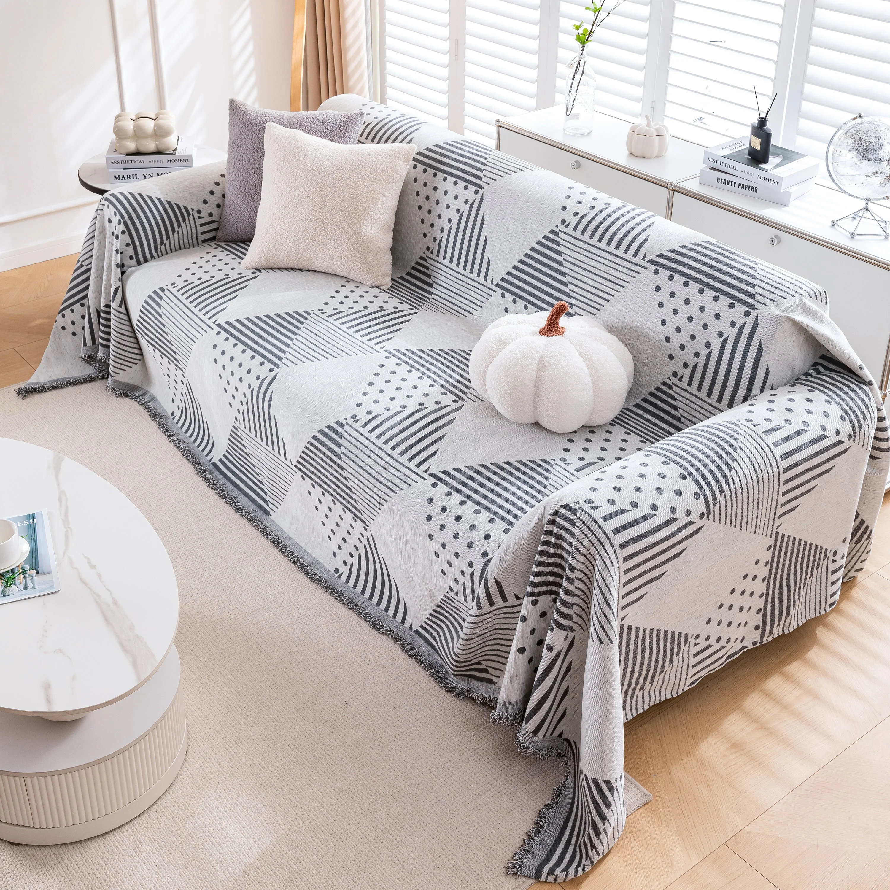 Chenille Geometric Patterned Sofa Throw, Couch Covers for Sectionals for Pets, Throw Cover for Couch - Image 74