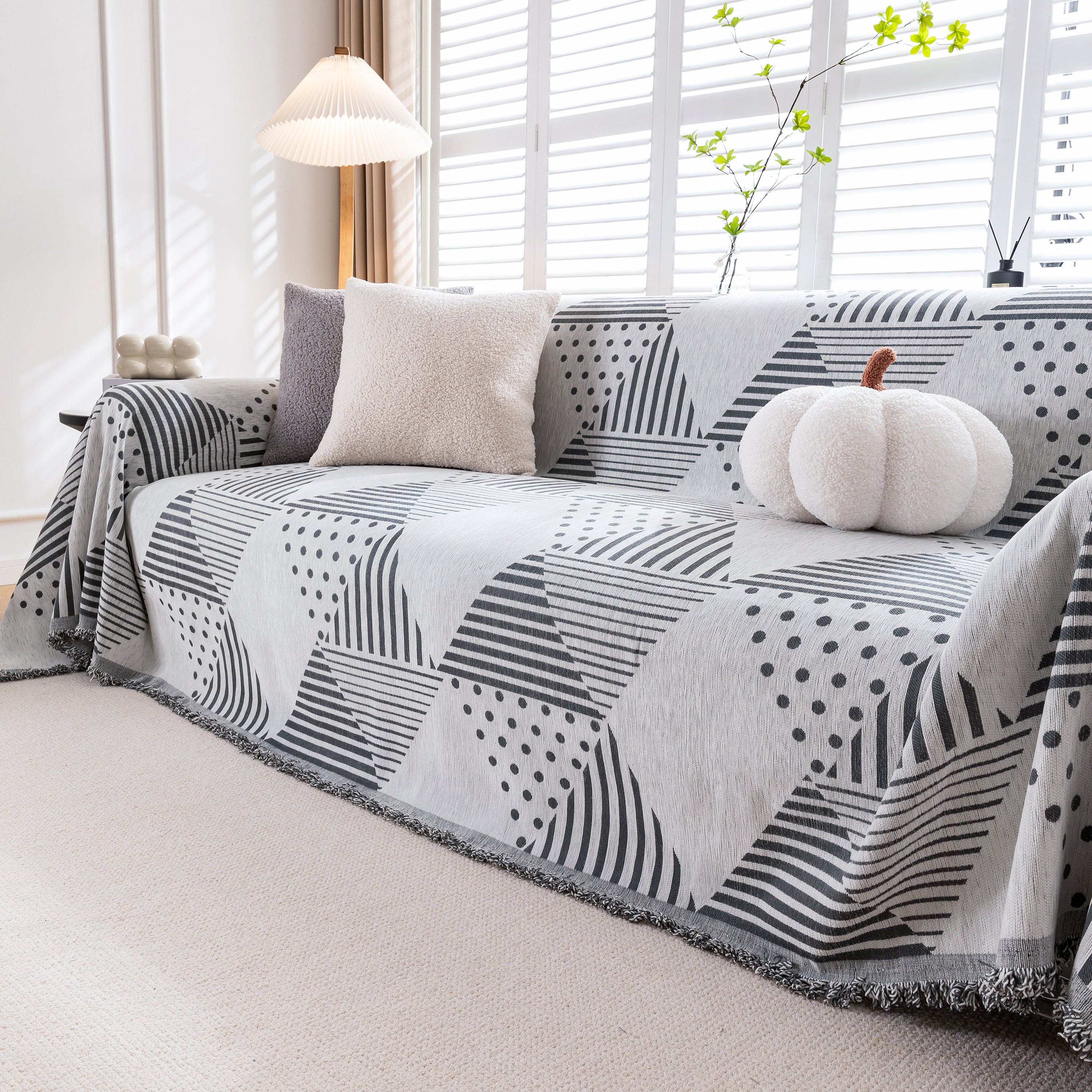 Chenille Geometric Patterned Sofa Throw, Couch Covers for Sectionals for Pets, Throw Cover for Couch - Image 75