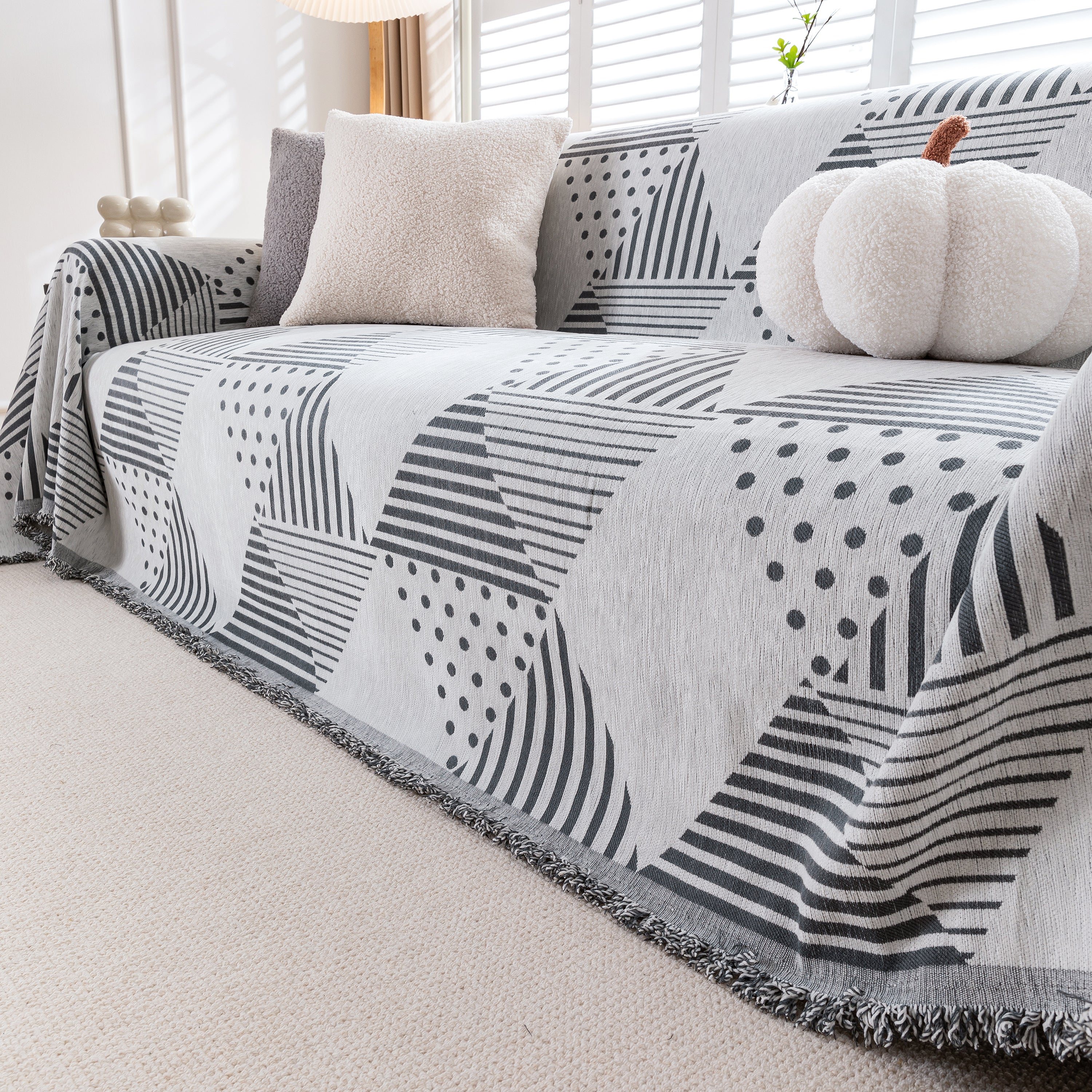 Chenille Geometric Patterned Sofa Throw, Couch Covers for Sectionals for Pets, Throw Cover for Couch - Image 79
