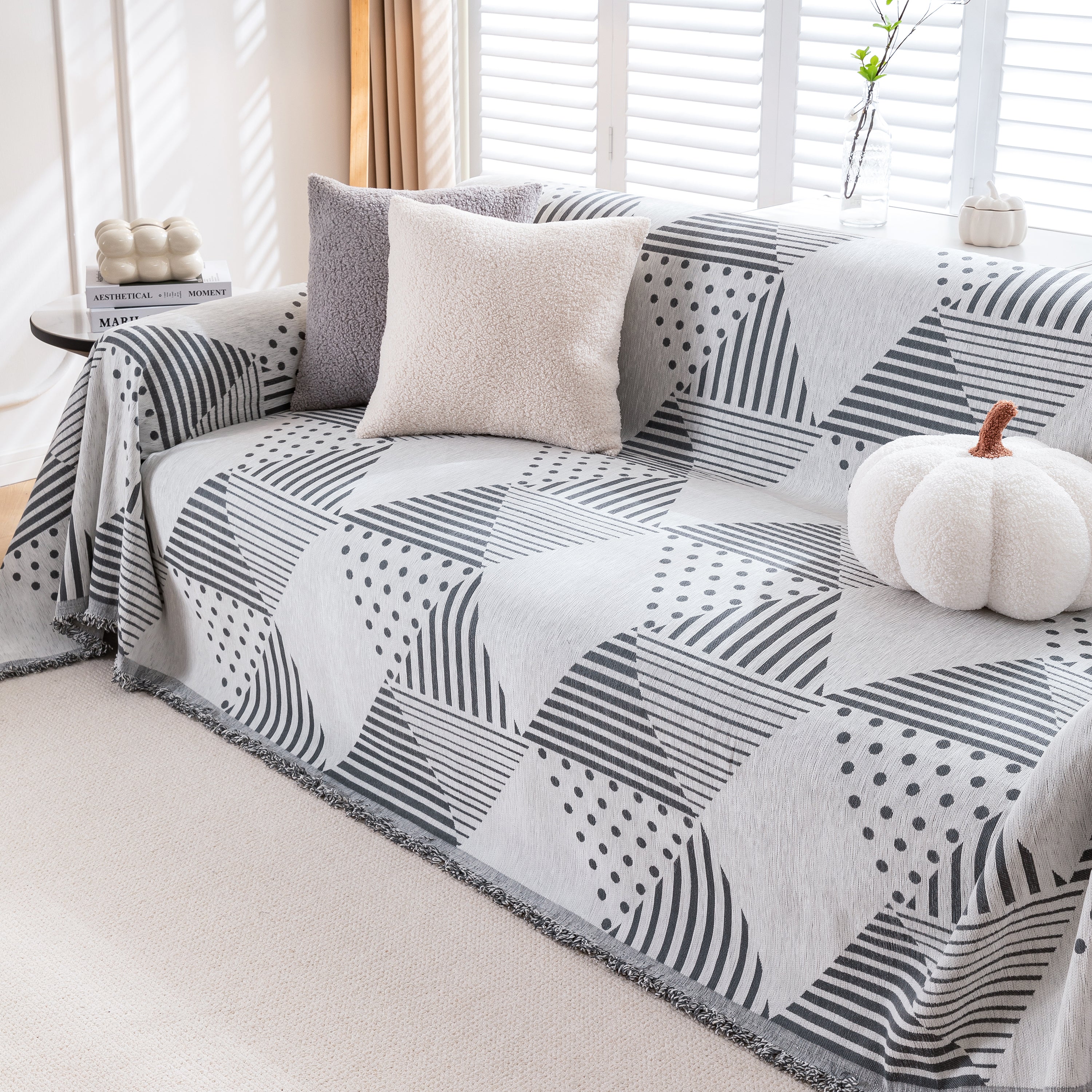 Chenille Geometric Patterned Sofa Throw, Couch Covers for Sectionals for Pets, Throw Cover for Couch - Image 80