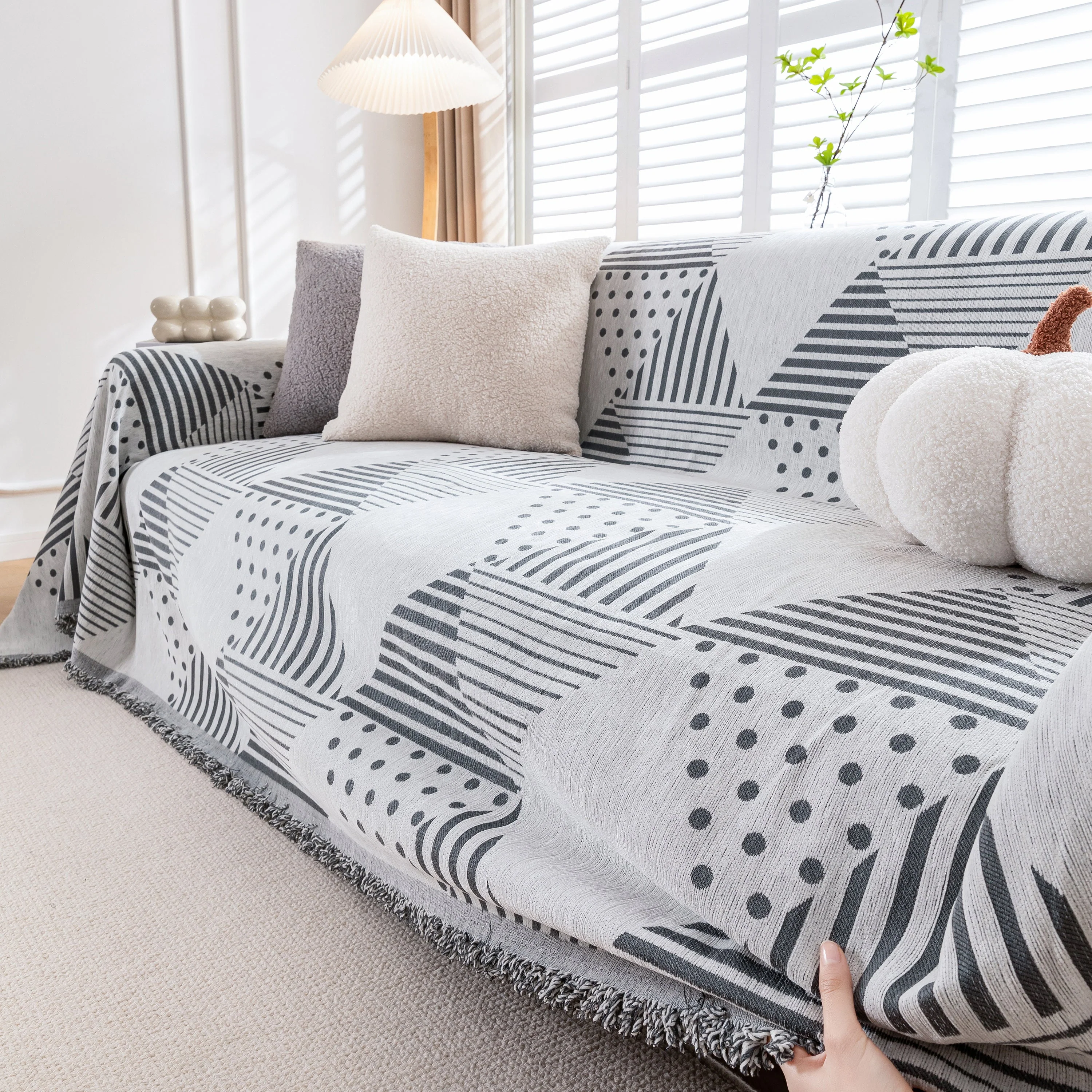 Chenille Geometric Patterned Sofa Throw, Couch Covers for Sectionals for Pets, Throw Cover for Couch - Image 90