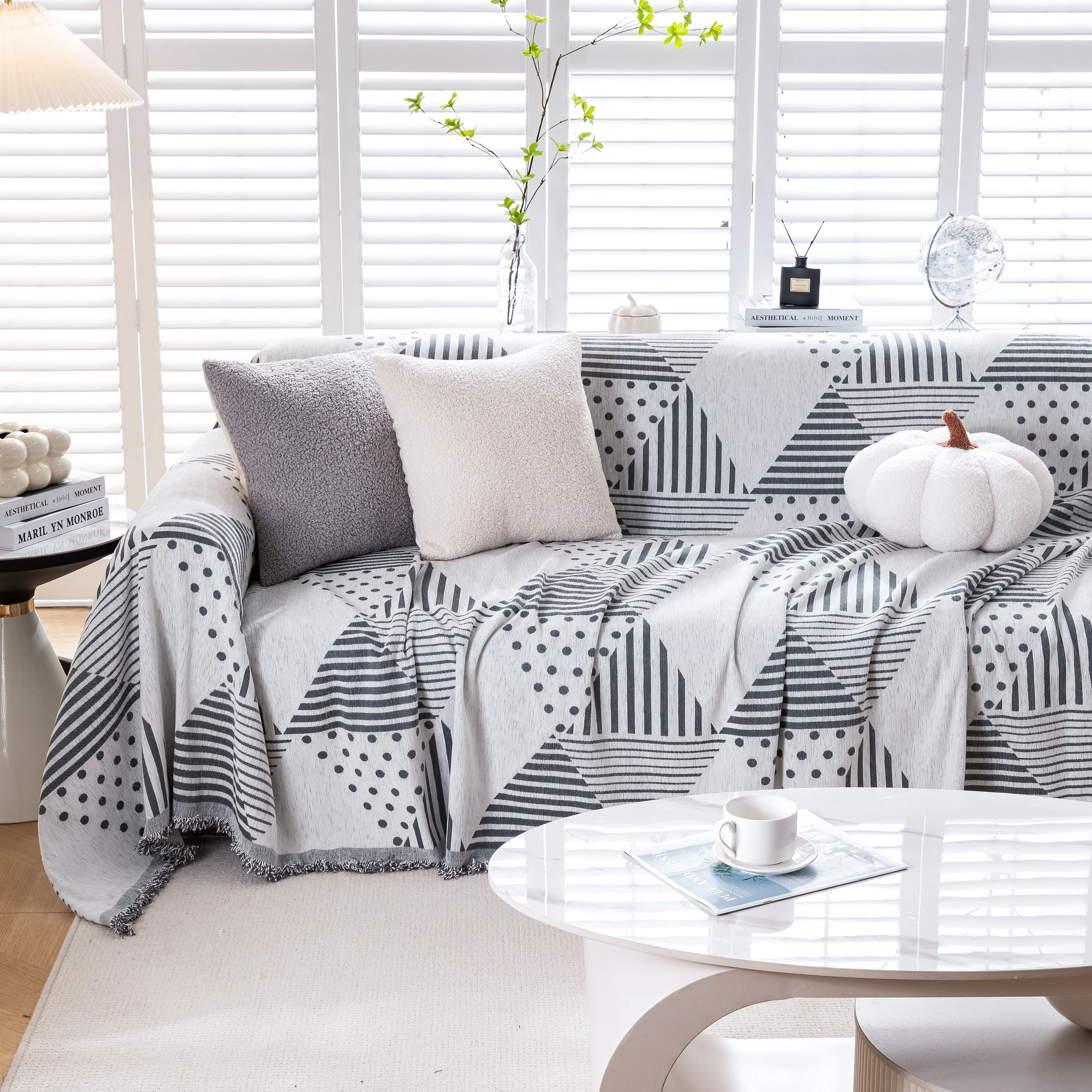 Chenille Geometric Patterned Sofa Throw, Couch Covers for Sectionals for Pets, Throw Cover for Couch - Image 92