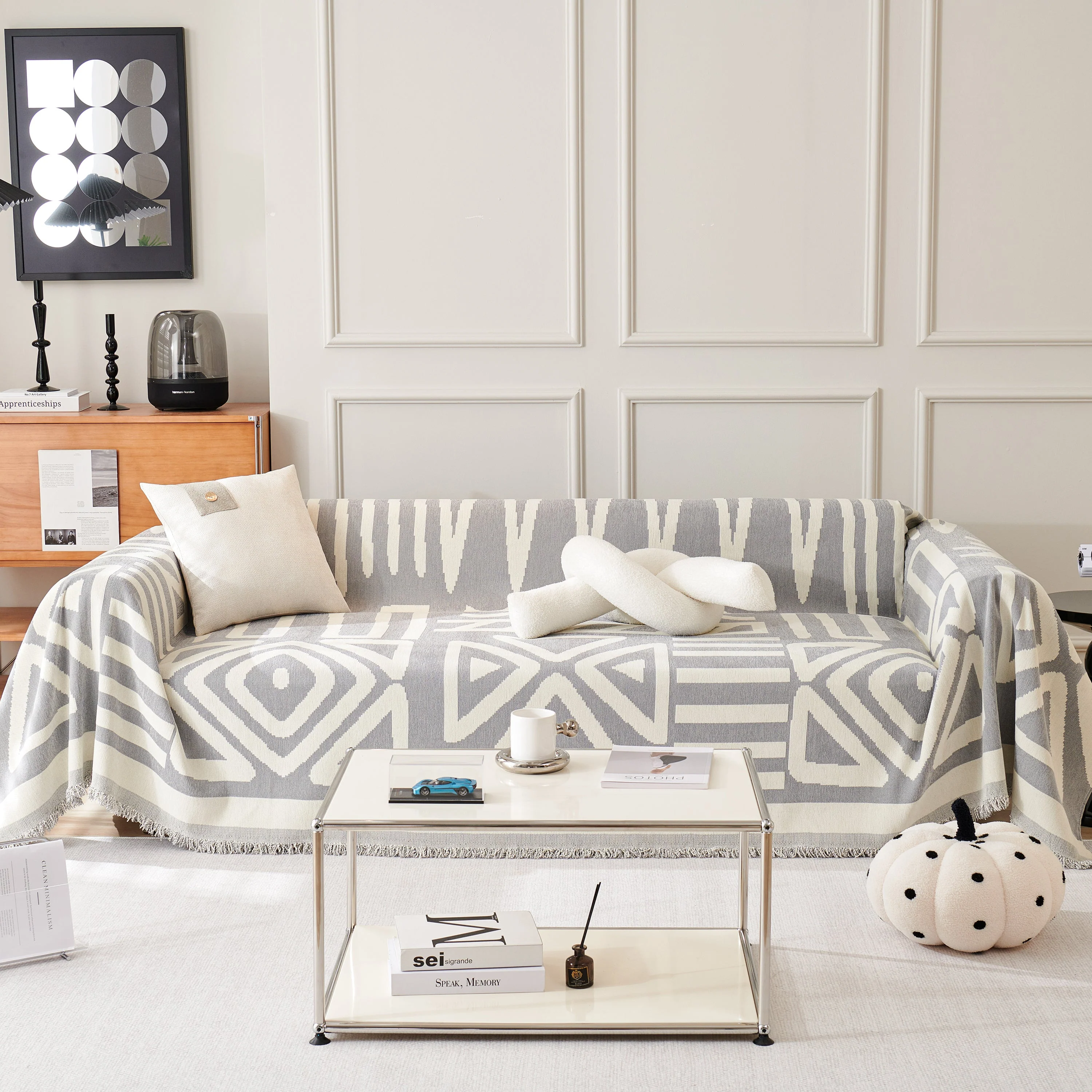 Chenille Geometric Sofa Throw Blanket, Boho Washable Furniture Throw Covers for Sofa - Image 104