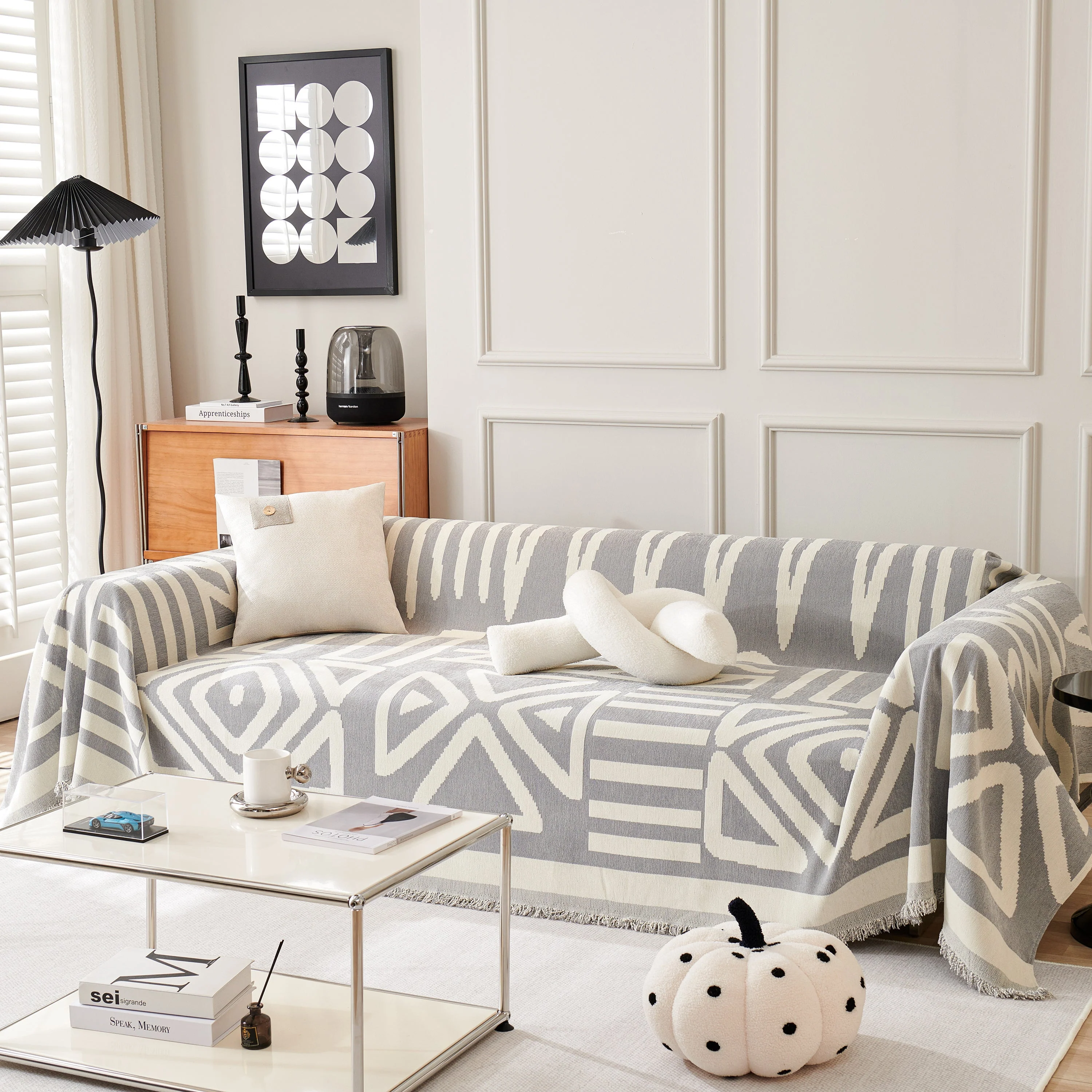 Chenille Geometric Sofa Throw Blanket, Boho Washable Furniture Throw Covers for Sofa - Image 106