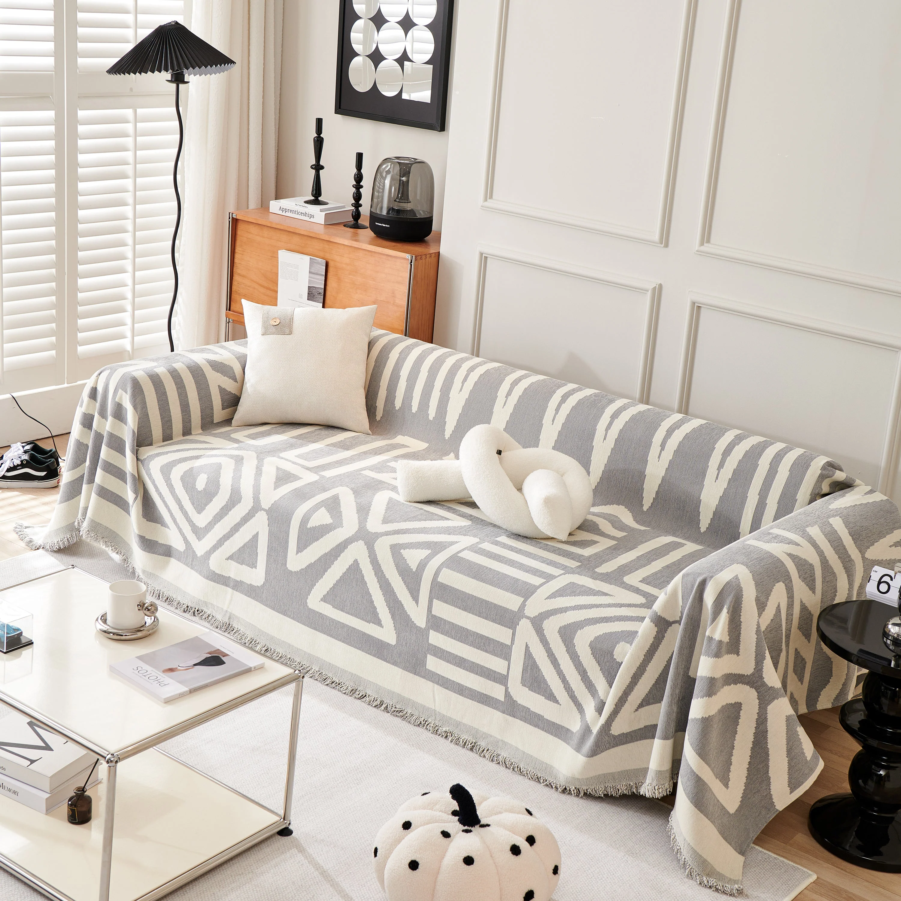 Chenille Geometric Sofa Throw Blanket, Boho Washable Furniture Throw Covers for Sofa - Image 107