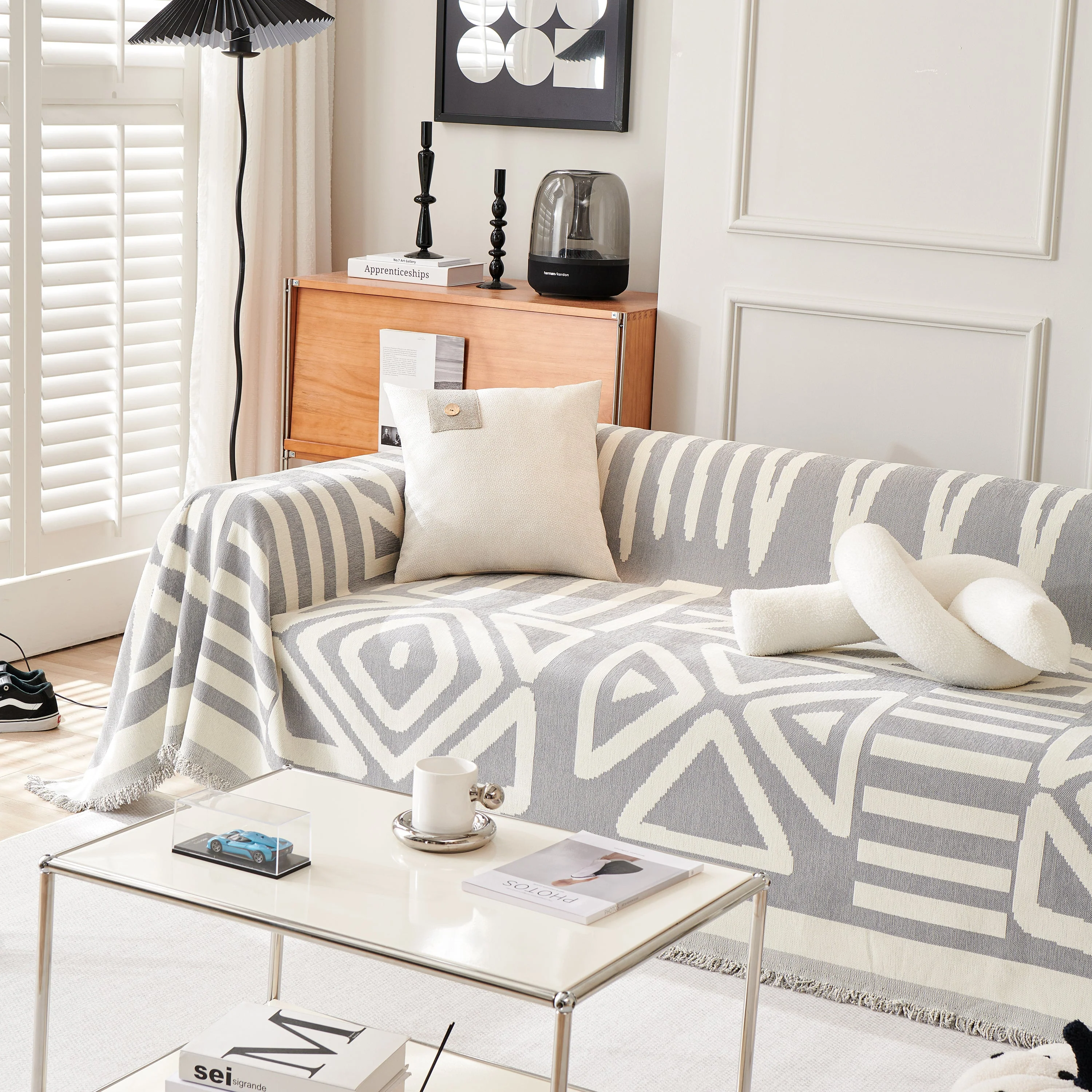 Chenille Geometric Sofa Throw Blanket, Boho Washable Furniture Throw Covers for Sofa - Image 108