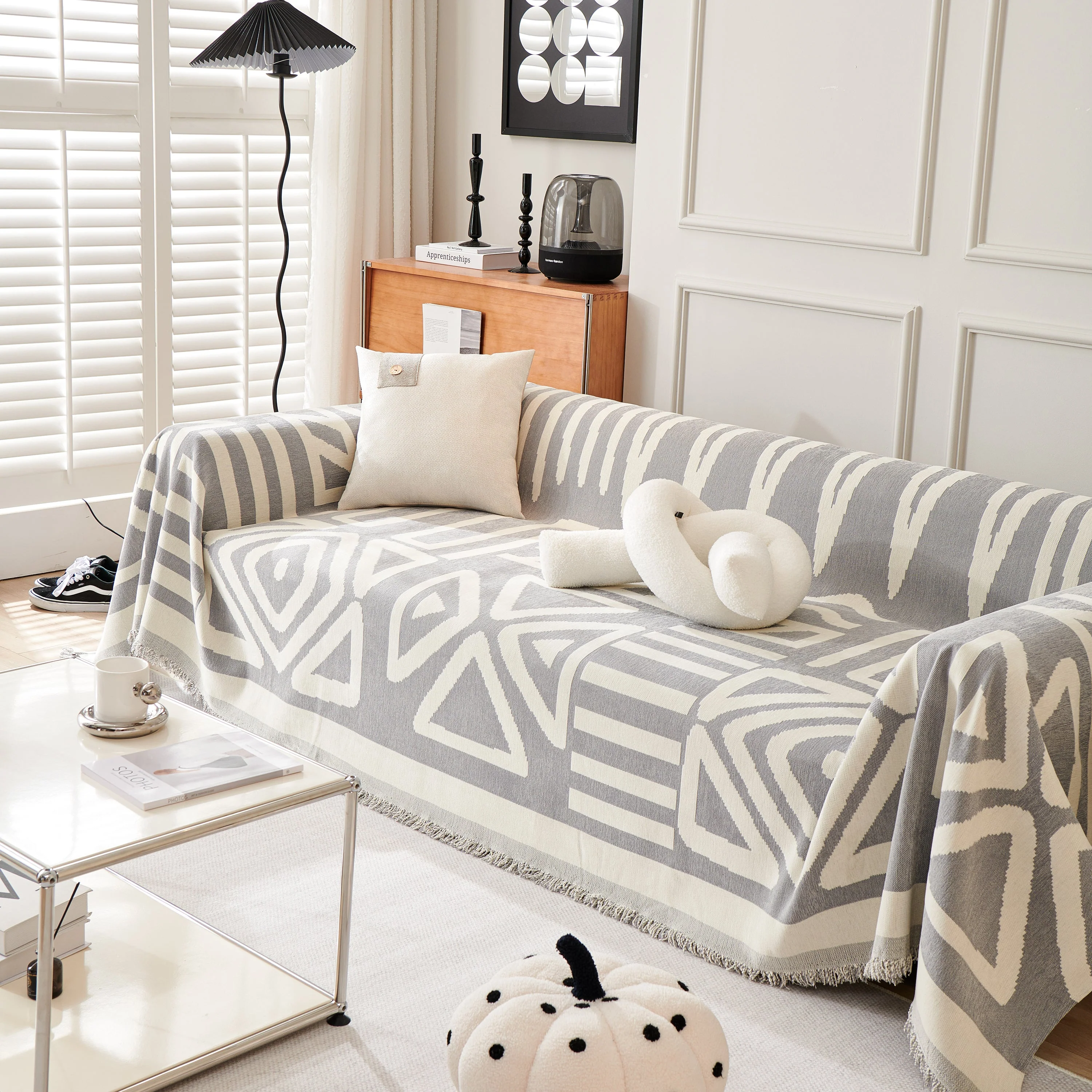 Chenille Geometric Sofa Throw Blanket, Boho Washable Furniture Throw Covers for Sofa - Image 109