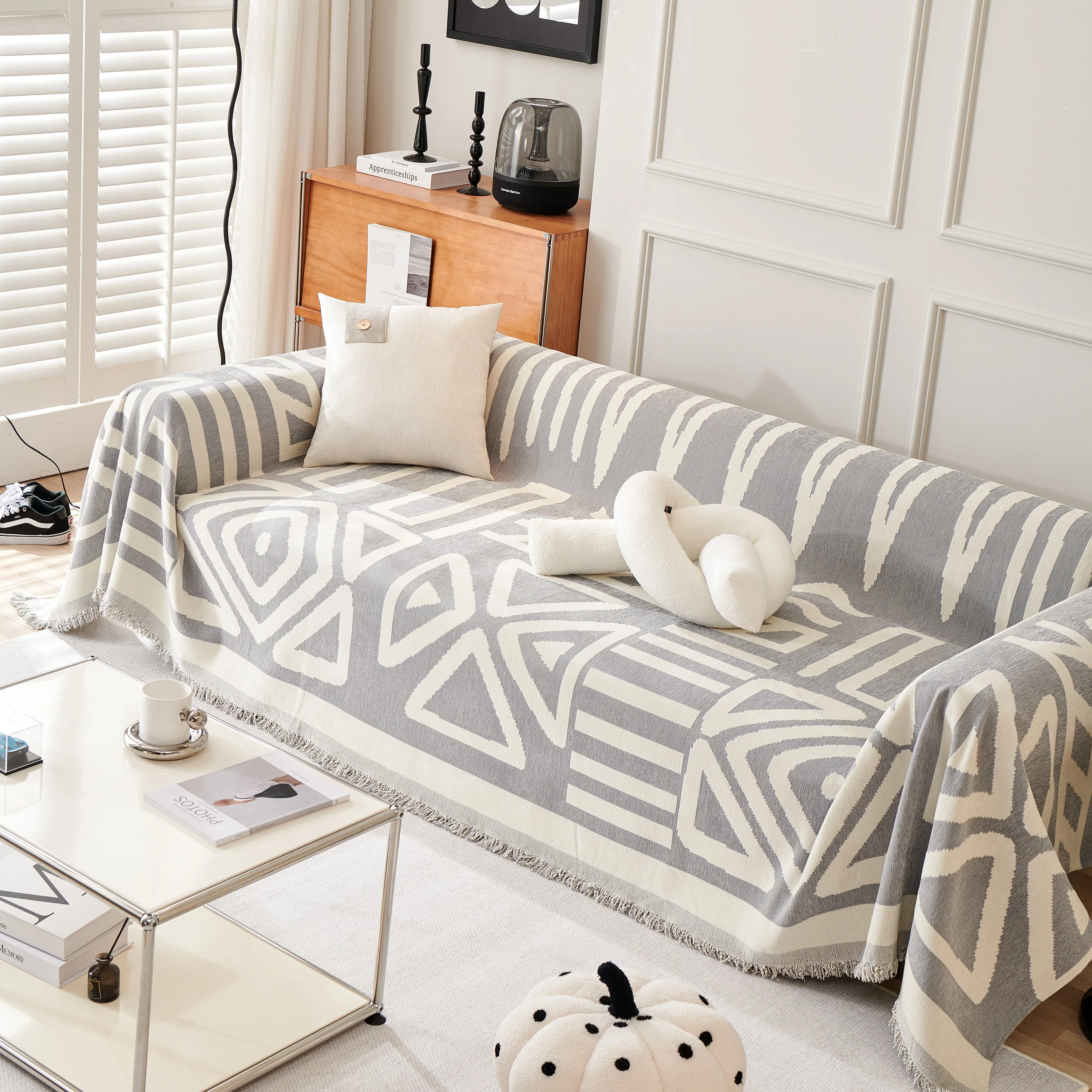 Chenille Geometric Sofa Throw Blanket, Boho Washable Furniture Throw Covers for Sofa - Image 110