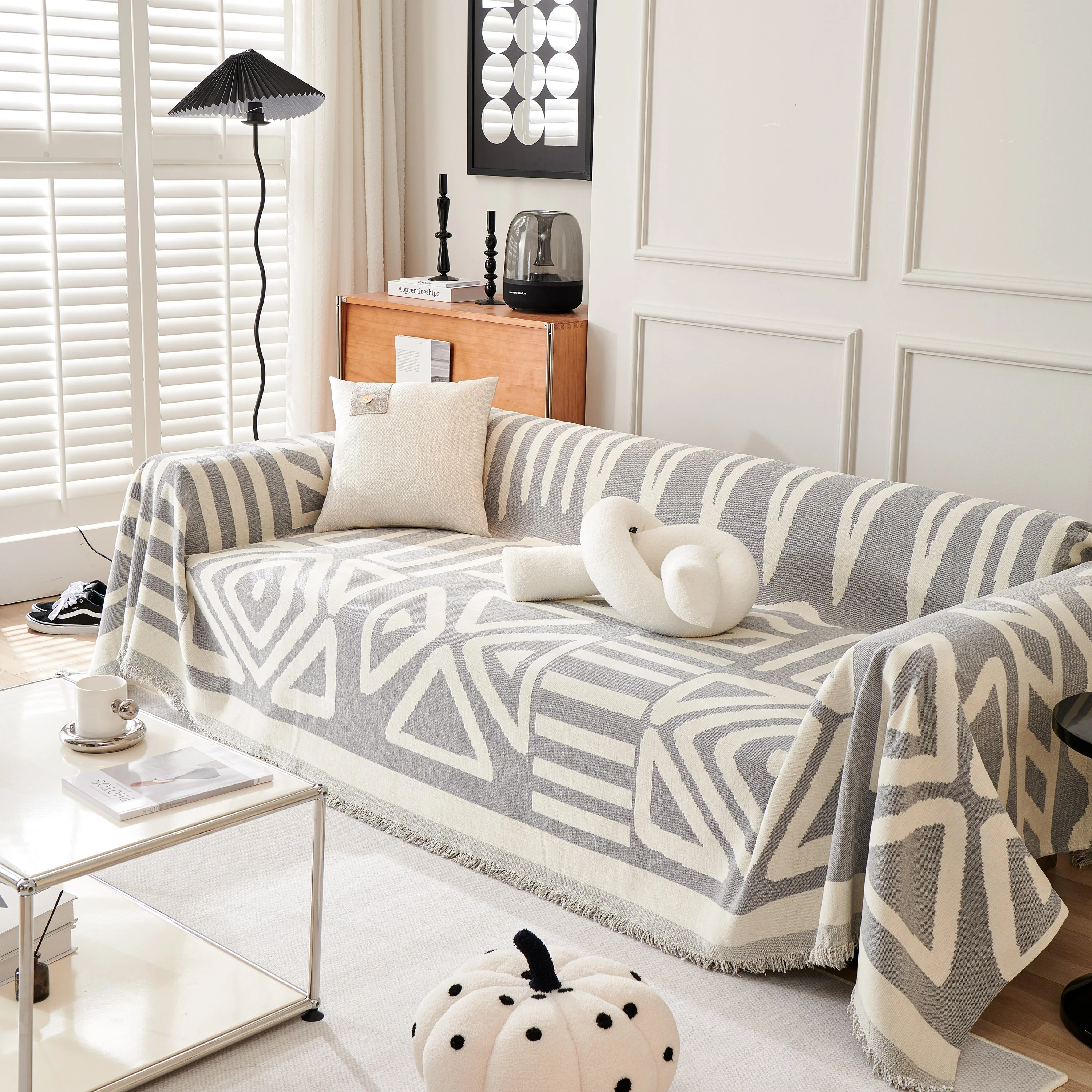 Chenille Geometric Sofa Throw Blanket, Boho Washable Furniture Throw Covers for Sofa - Image 111