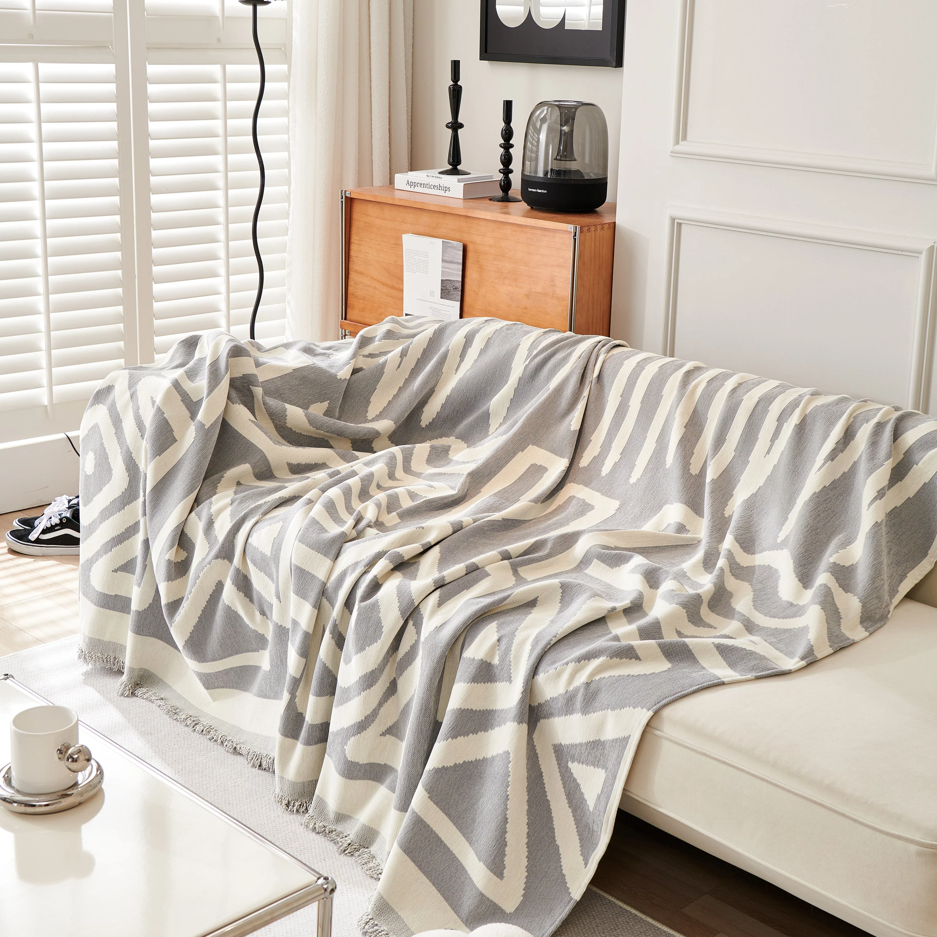 Chenille Geometric Sofa Throw Blanket, Boho Washable Furniture Throw Covers for Sofa - Image 122