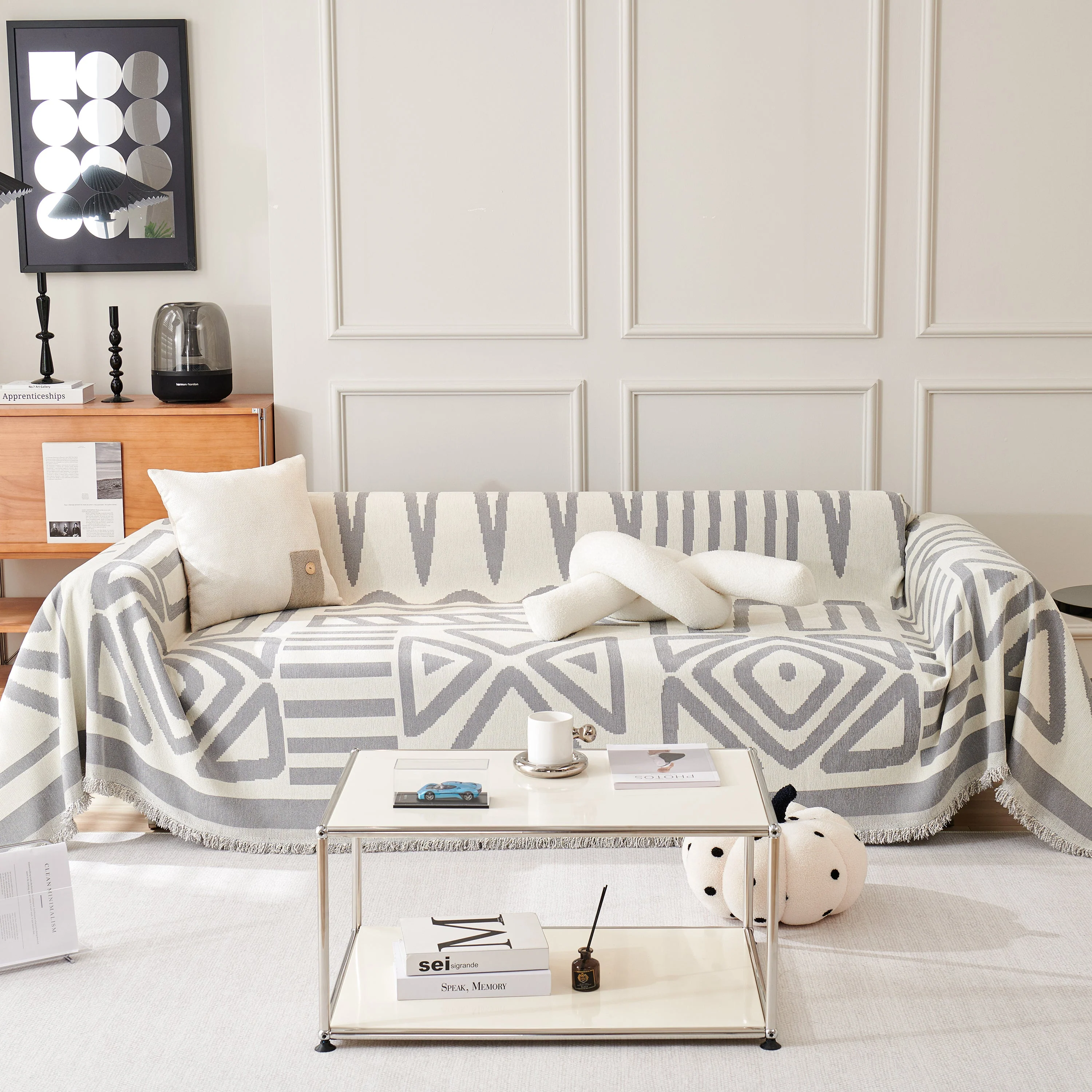 Chenille Geometric Sofa Throw Blanket, Boho Washable Furniture Throw Covers for Sofa - Image 127