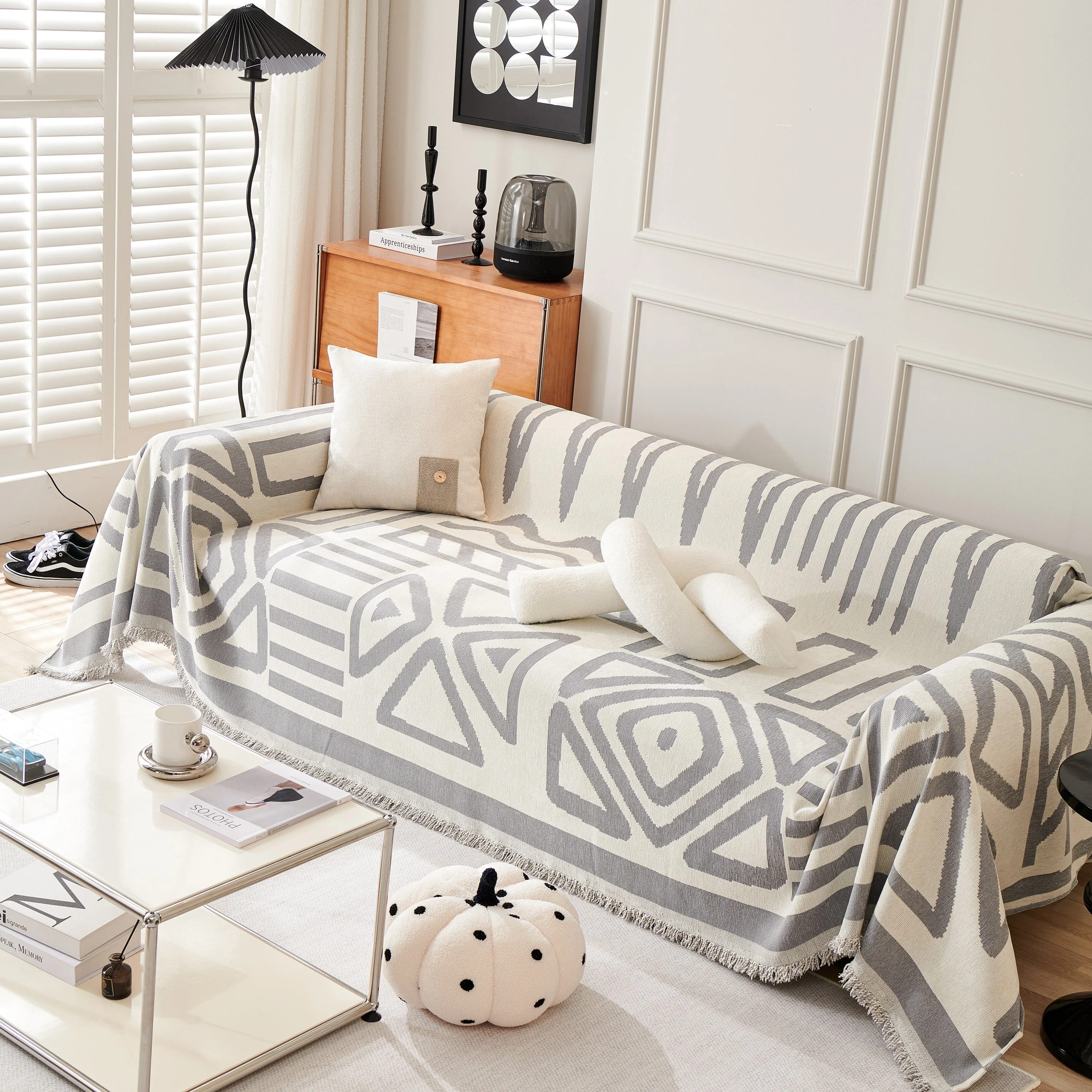Chenille Geometric Sofa Throw Blanket, Boho Washable Furniture Throw Covers for Sofa - Image 130