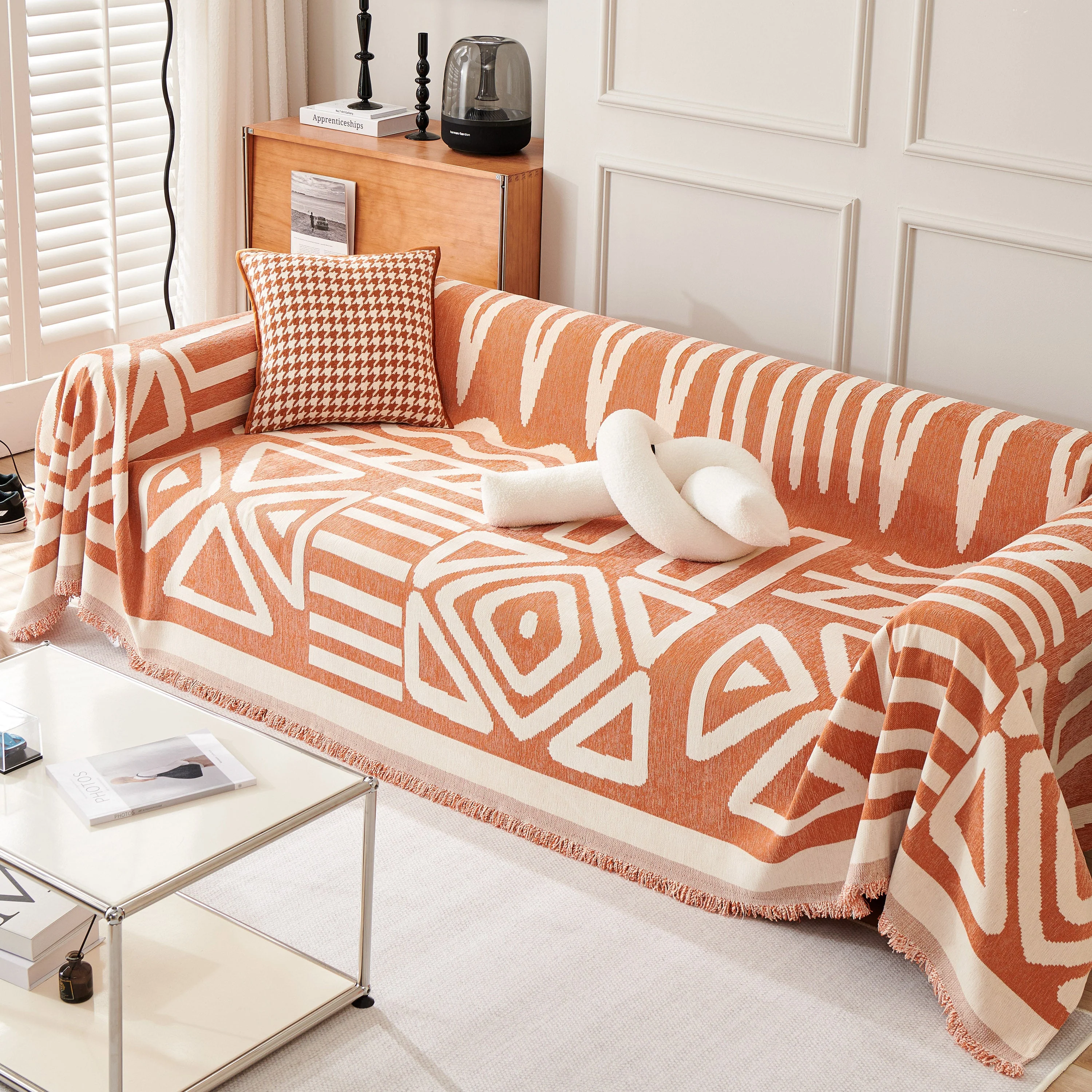 Chenille Geometric Sofa Throw Blanket, Boho Washable Furniture Throw Covers for Sofa - Image 135