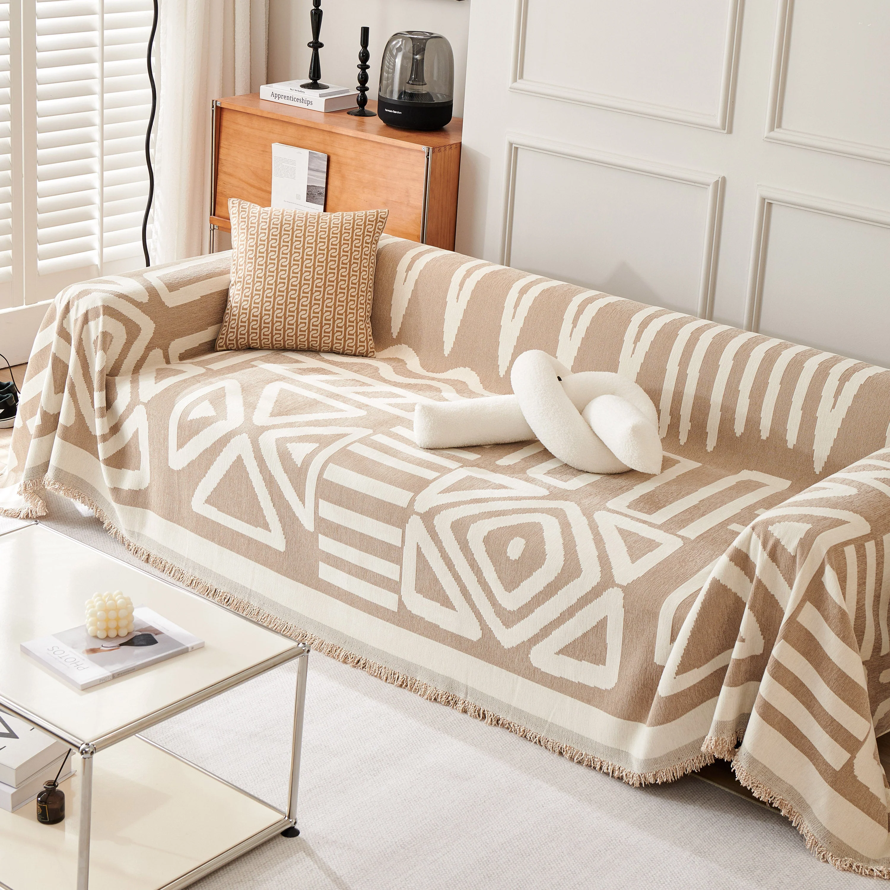 Chenille Geometric Sofa Throw Blanket, Boho Washable Furniture Throw Covers for Sofa - Image 137