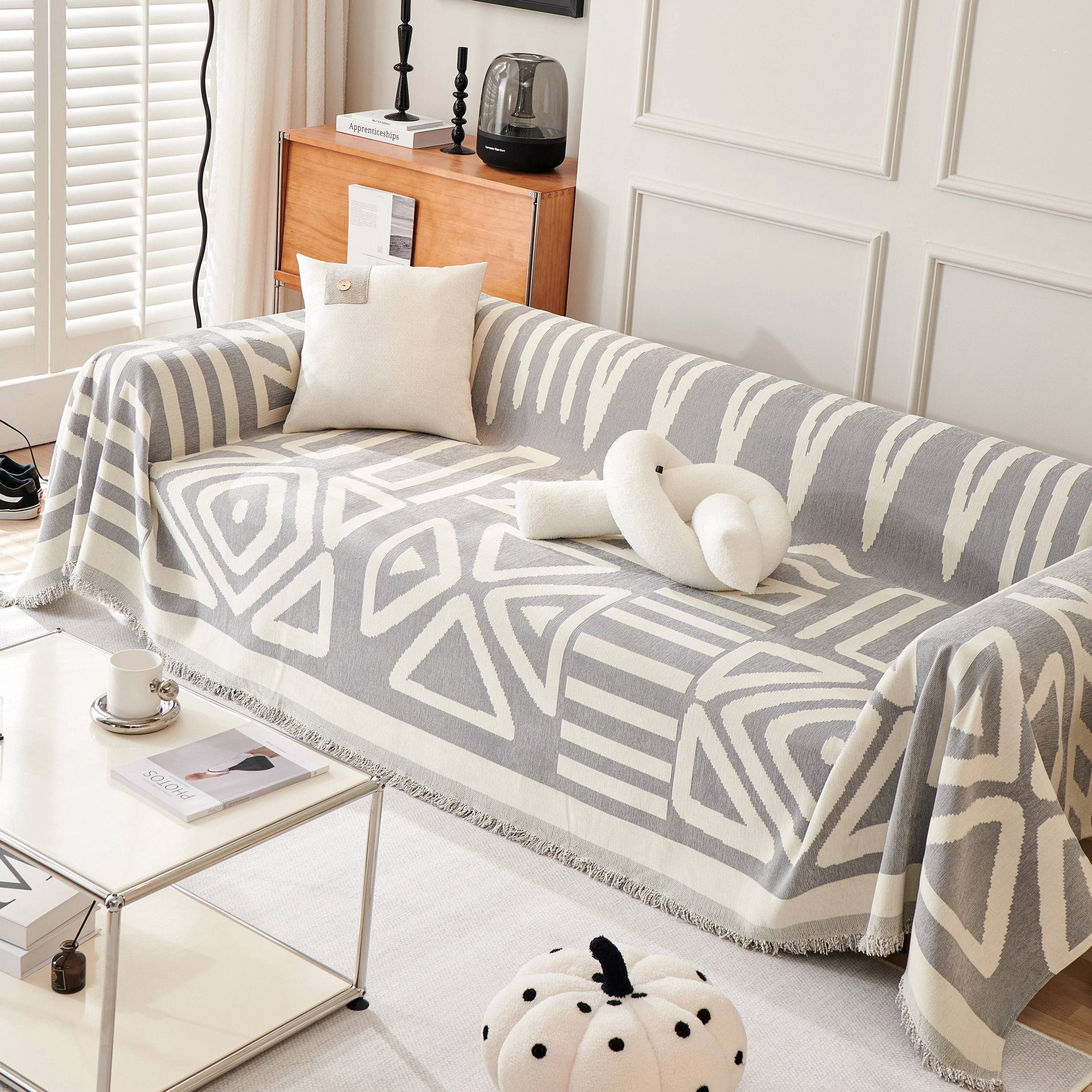Chenille Geometric Sofa Throw Blanket, Boho Washable Furniture Throw Covers for Sofa - Image 138