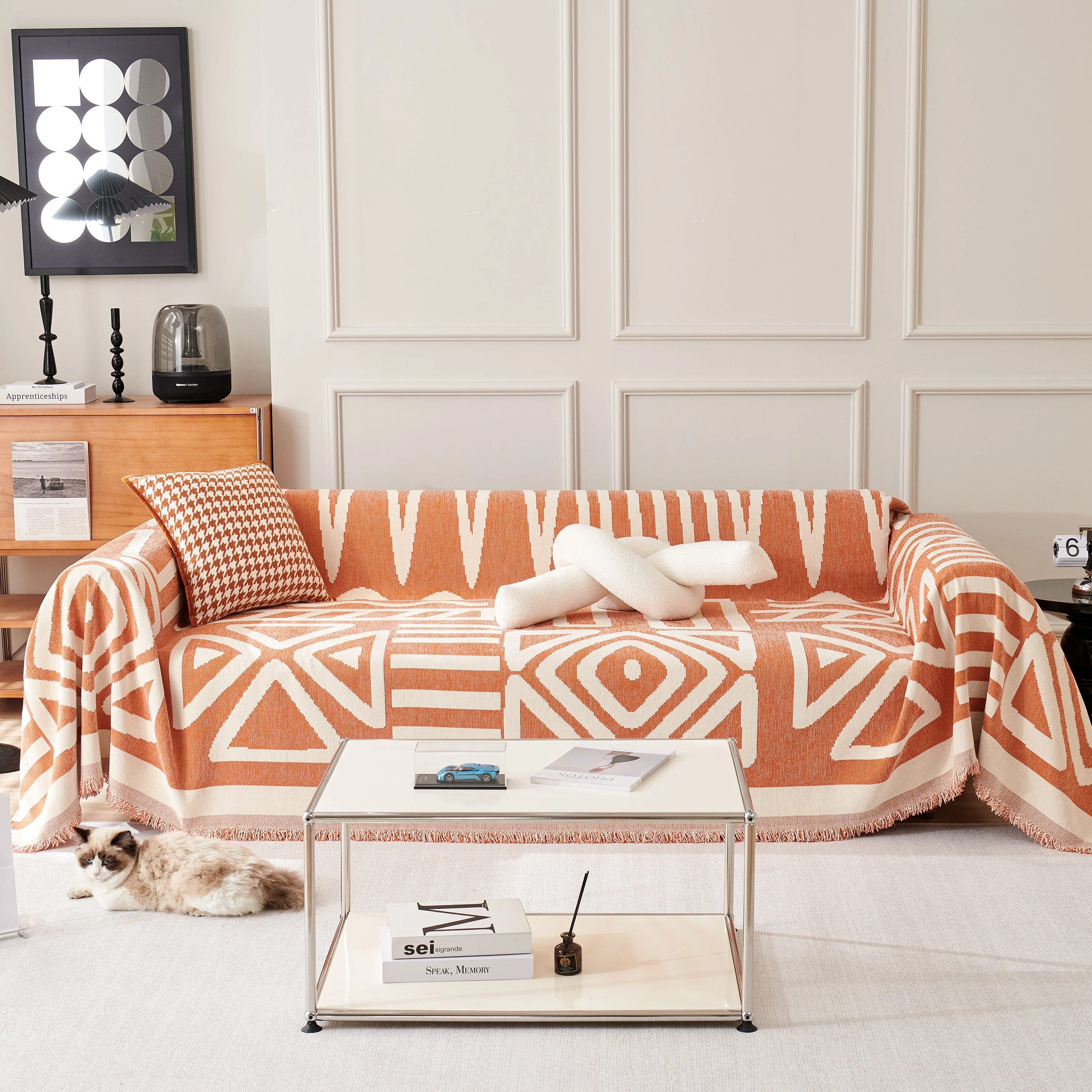 Chenille Geometric Sofa Throw Blanket, Boho Washable Furniture Throw Covers for Sofa - Image 19