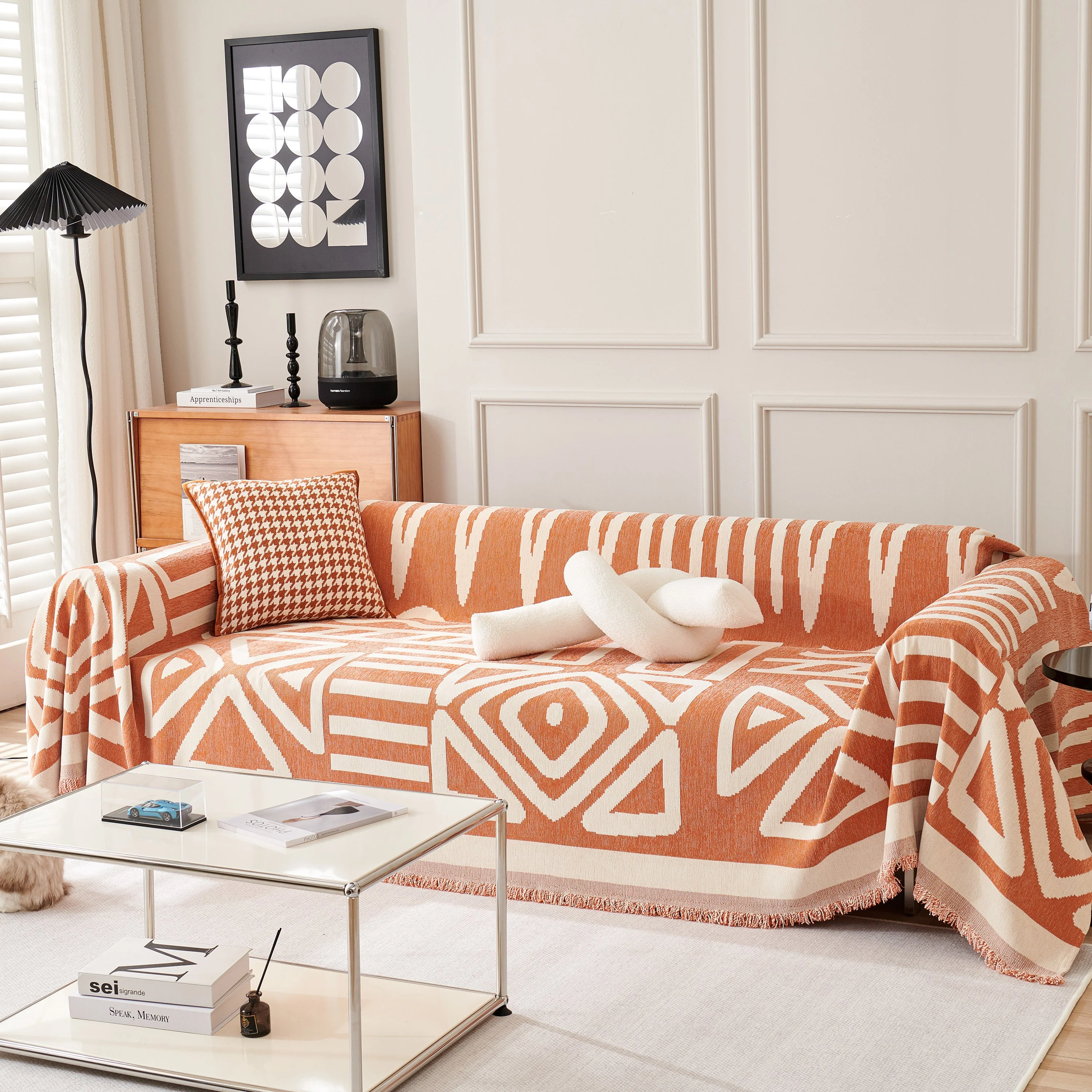 Chenille Geometric Sofa Throw Blanket, Boho Washable Furniture Throw Covers for Sofa - Image 21