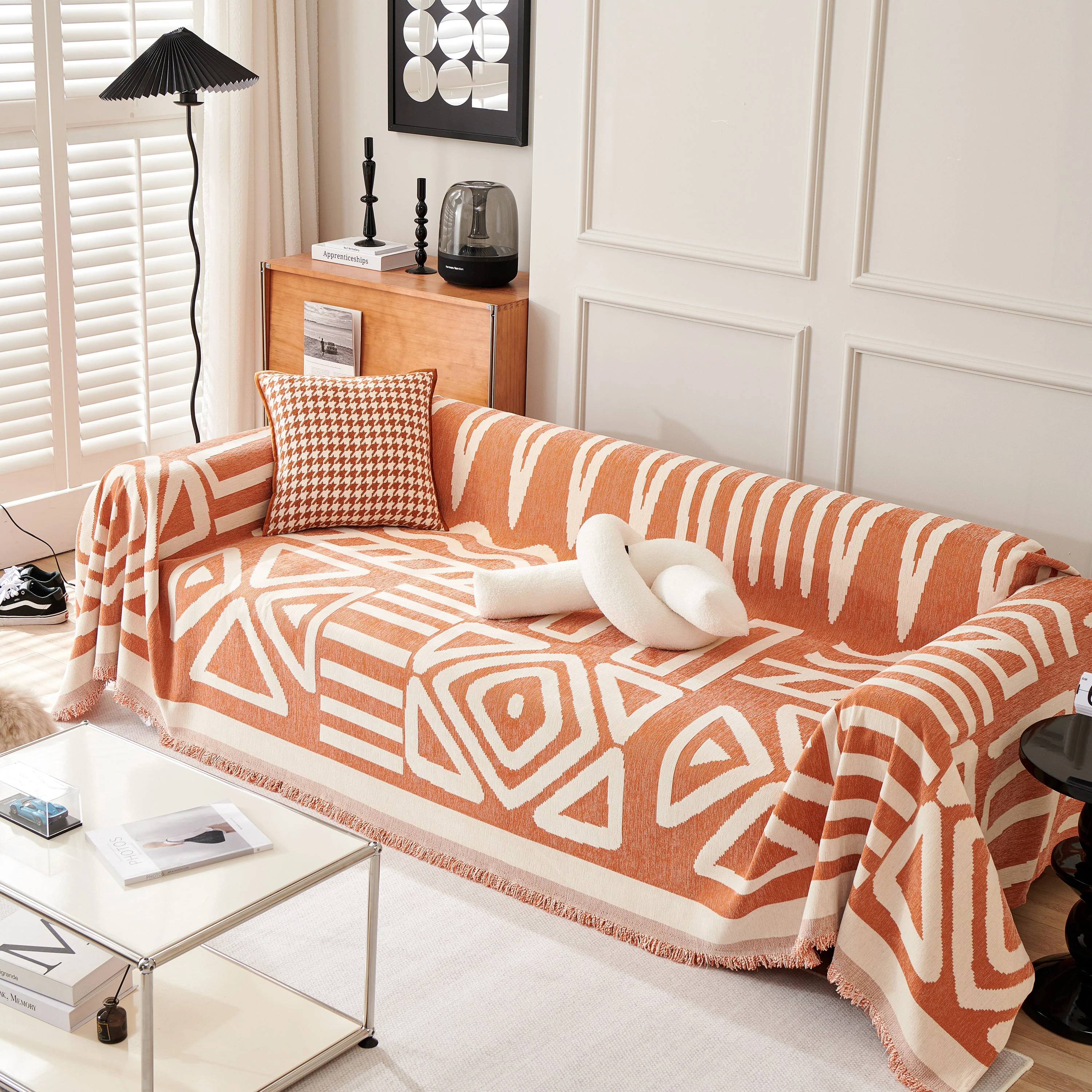 Chenille Geometric Sofa Throw Blanket, Boho Washable Furniture Throw Covers for Sofa - Image 22