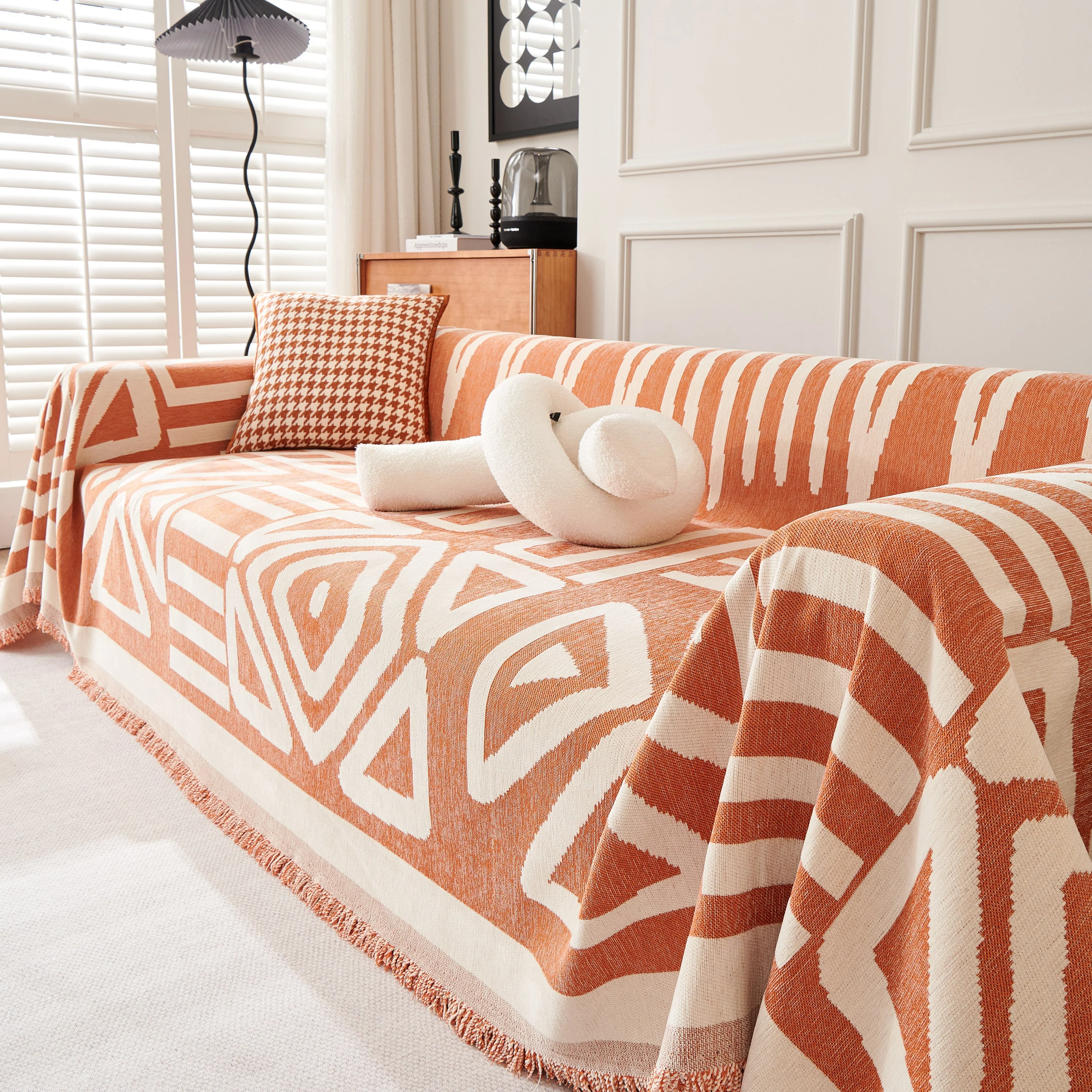 Chenille Geometric Sofa Throw Blanket, Boho Washable Furniture Throw Covers for Sofa - Image 27