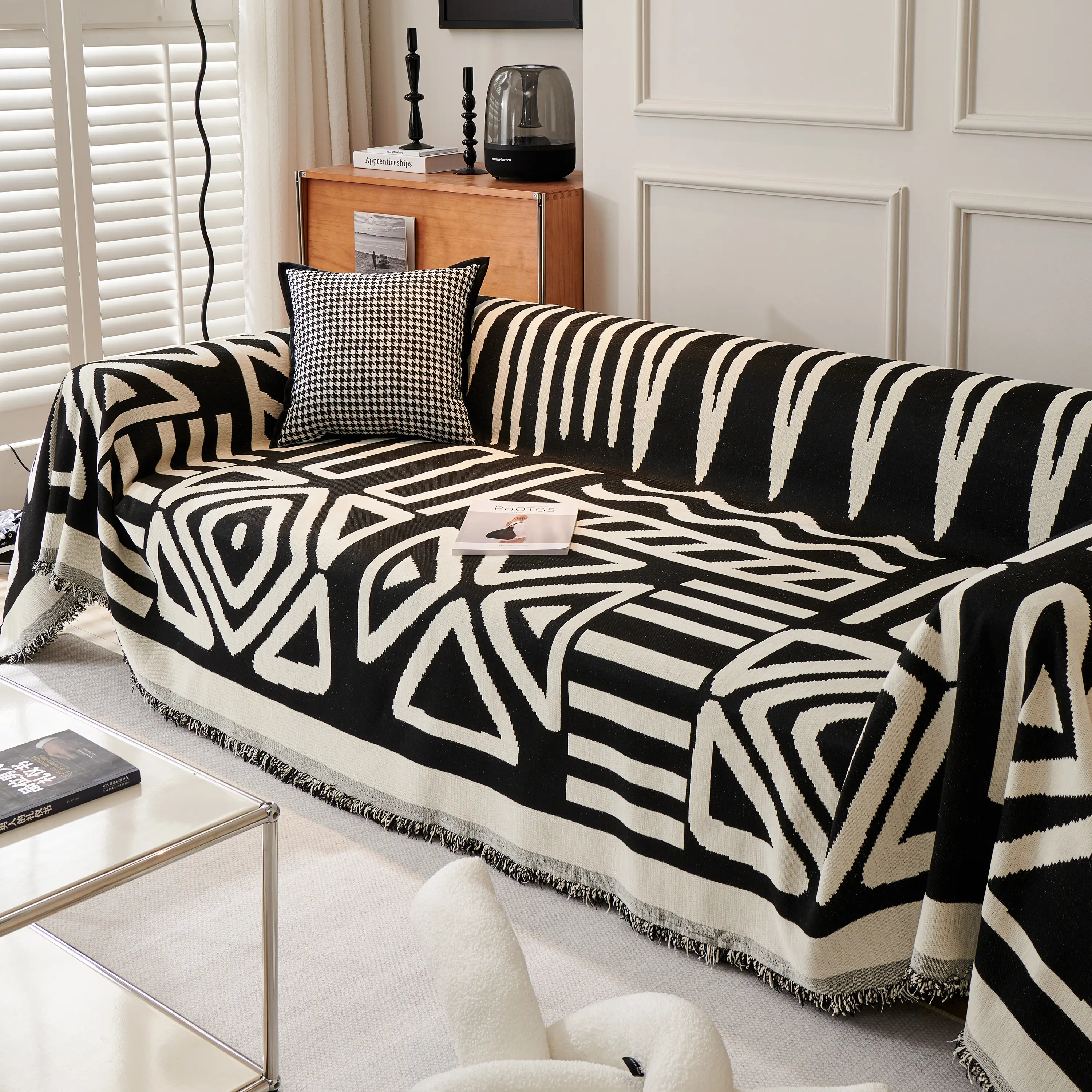 Chenille Geometric Sofa Throw Blanket, Boho Washable Furniture Throw Covers for Sofa - Image 3