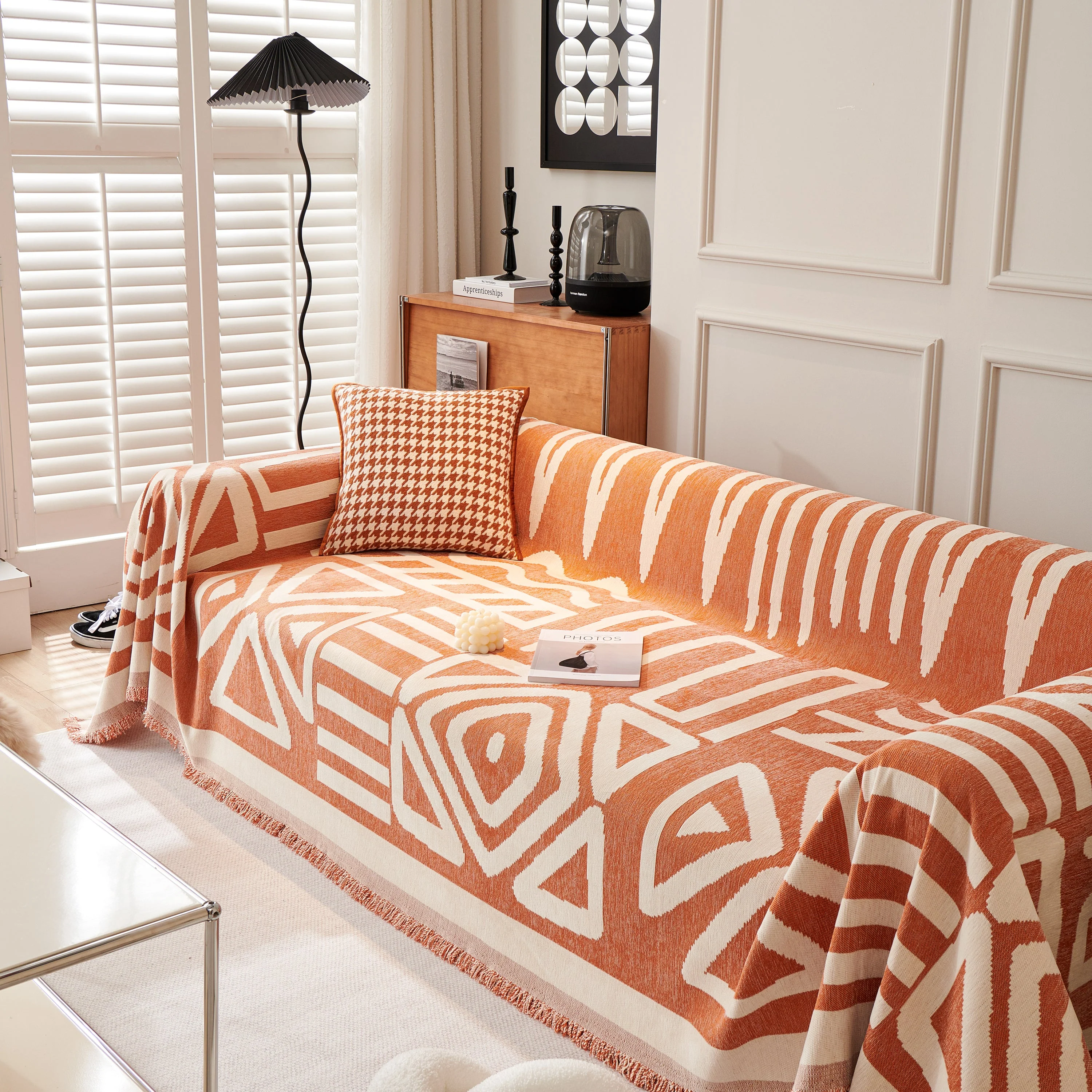 Chenille Geometric Sofa Throw Blanket, Boho Washable Furniture Throw Covers for Sofa - Image 30